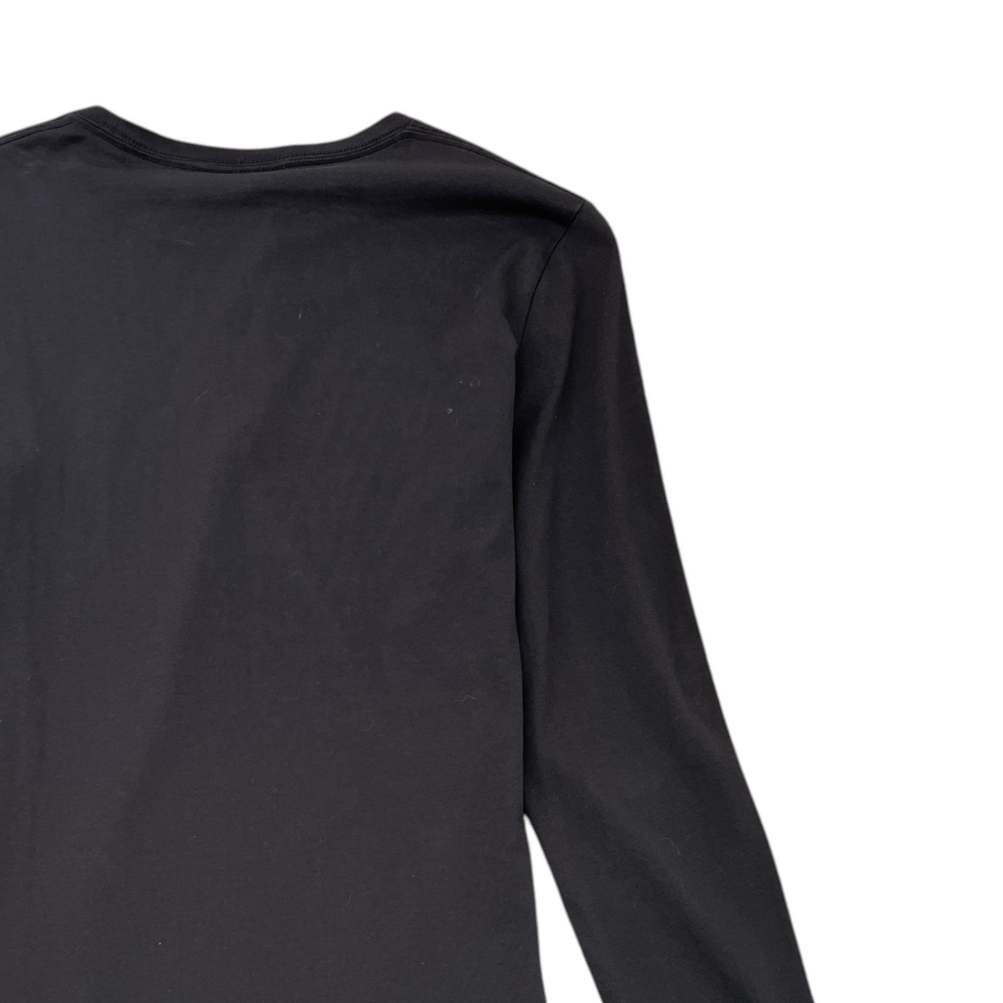 Men's Embroidered Logo Long Sleeve T-Shirt Black Size S