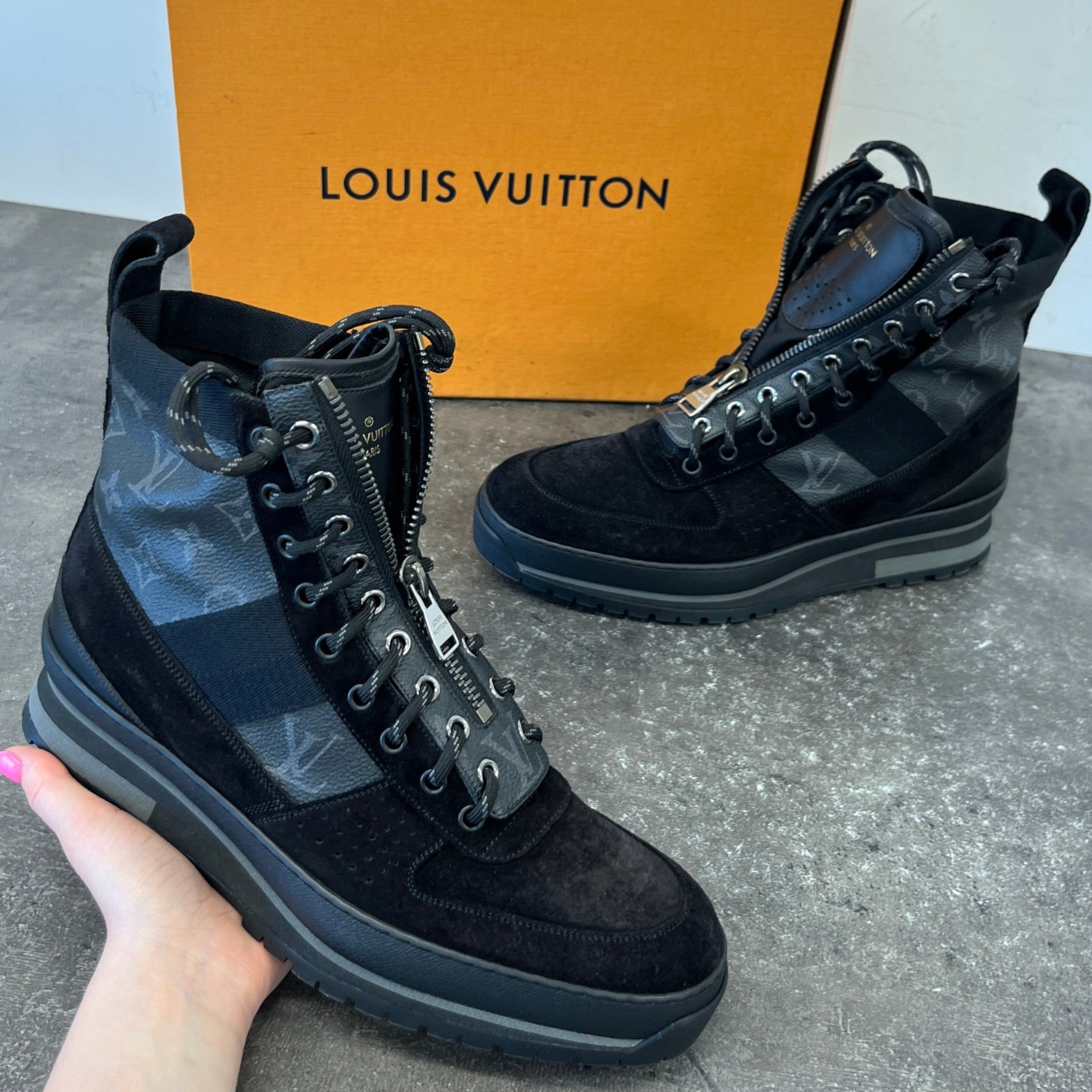 Men's Monogram Eclipse Harlem Ankle Boots Black Size EU 41.5 / UK 7.5