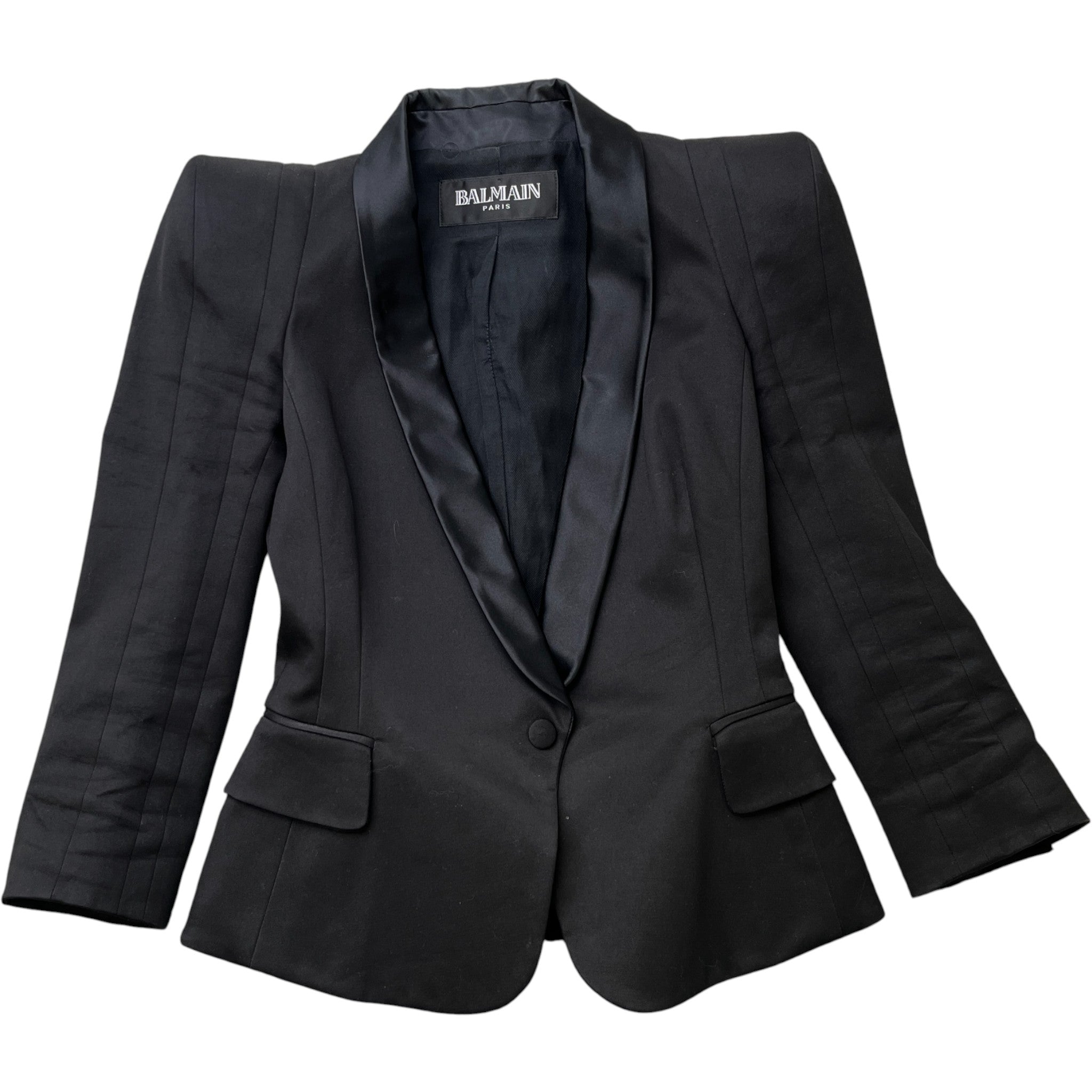 Women's Satin Lapels Jacket Black Size IT 38 / UK 6