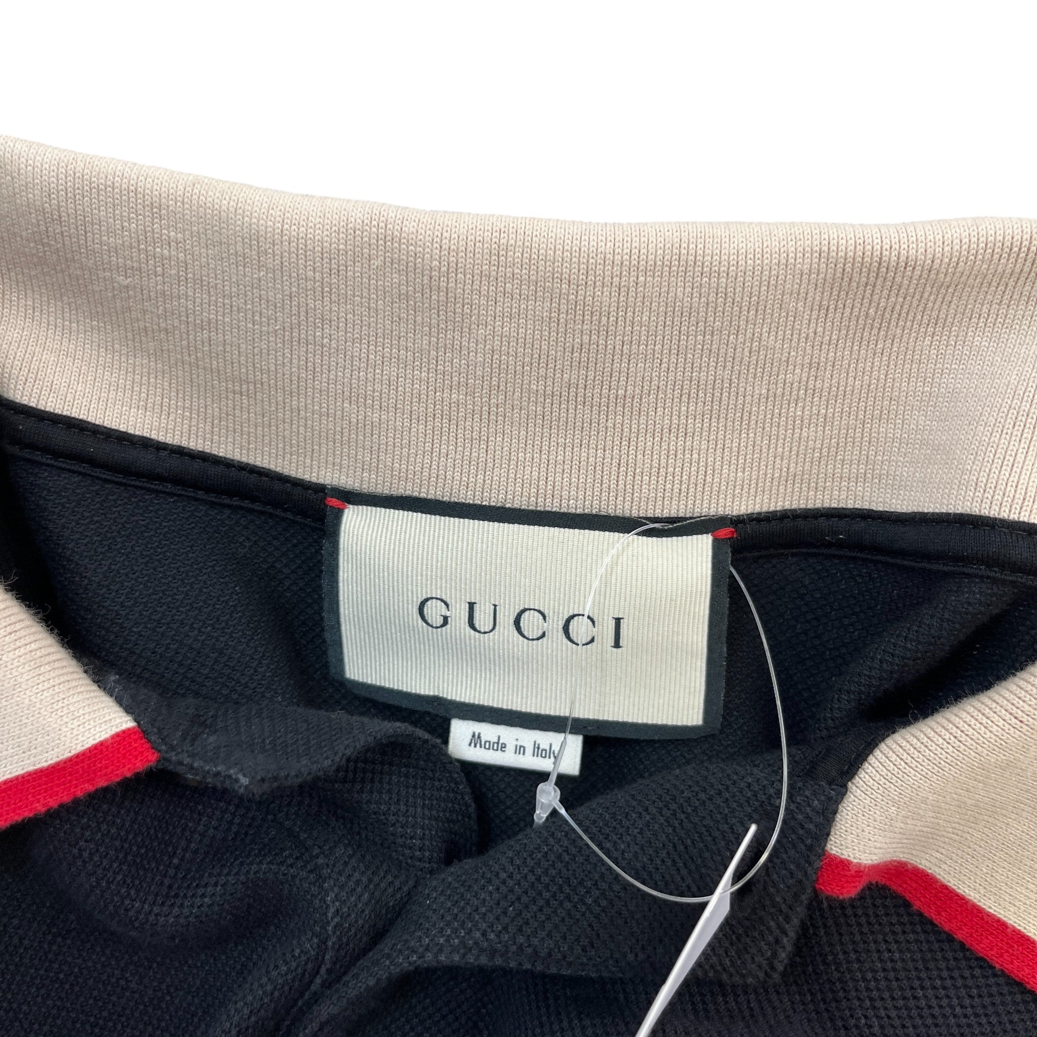 Men's Web Tape Logo Polo Shirt Black Size L