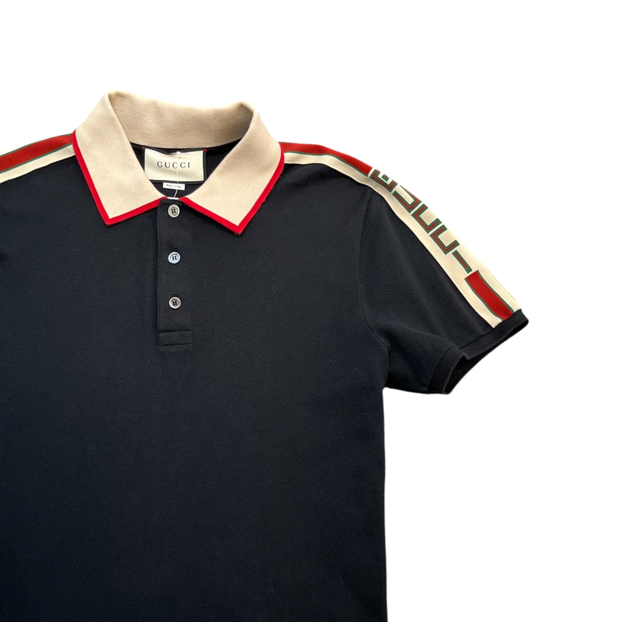 Men's Web Tape Logo Polo Shirt Black Size L