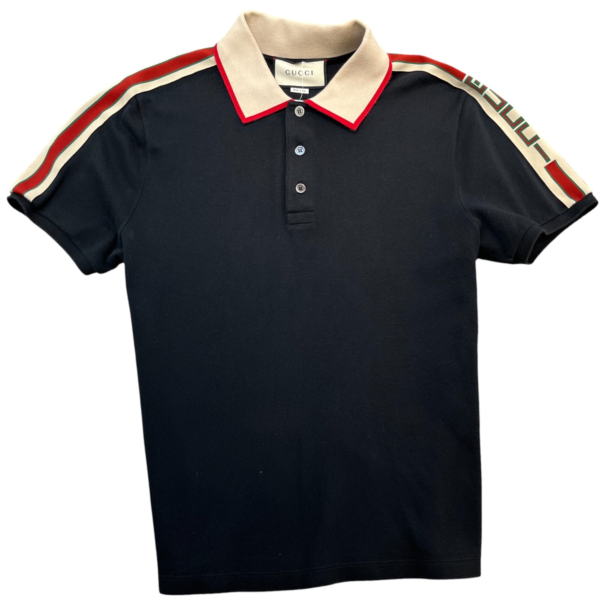 Men's Web Tape Logo Polo Shirt Black Size L