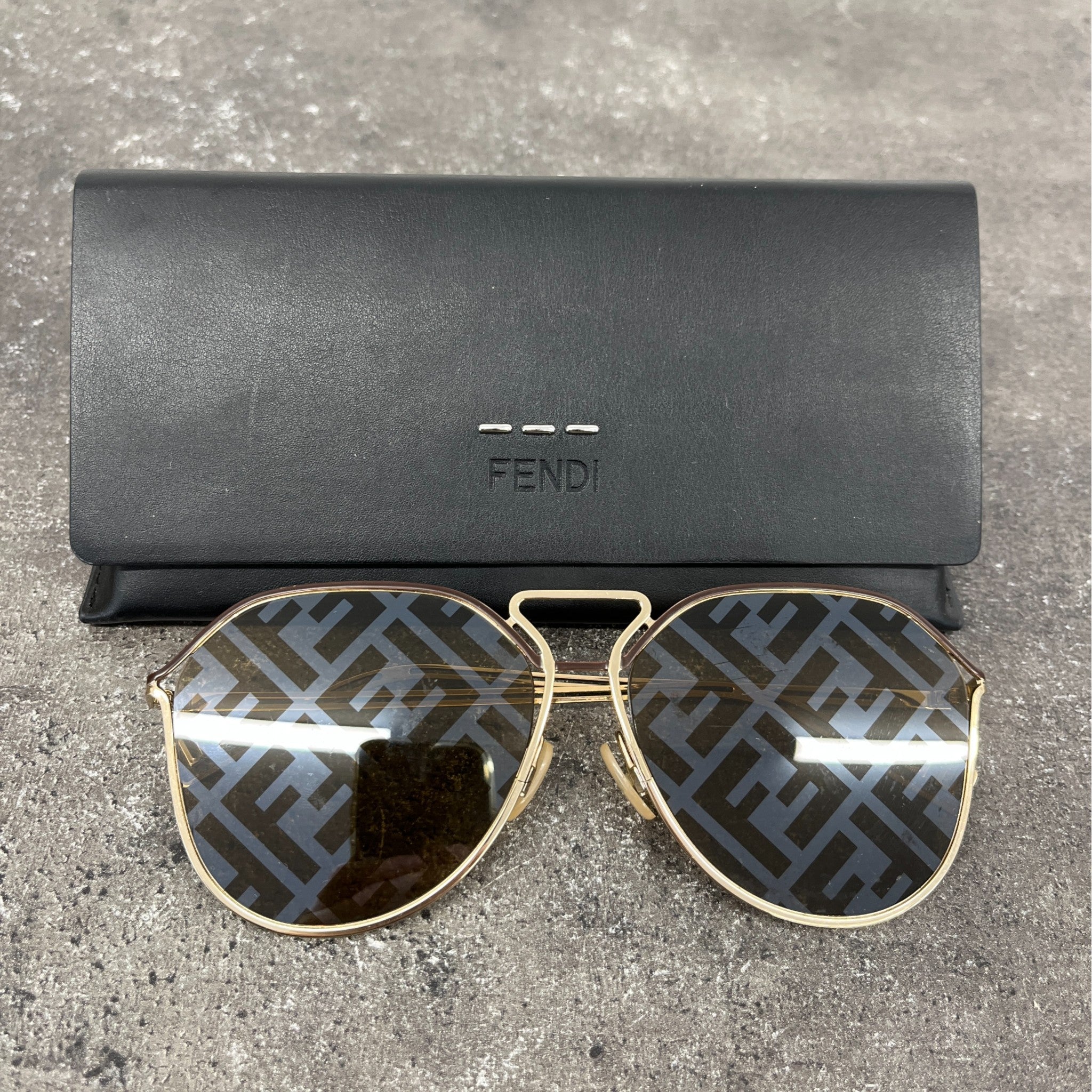 Men's Ff Monogram Sunglasses Black