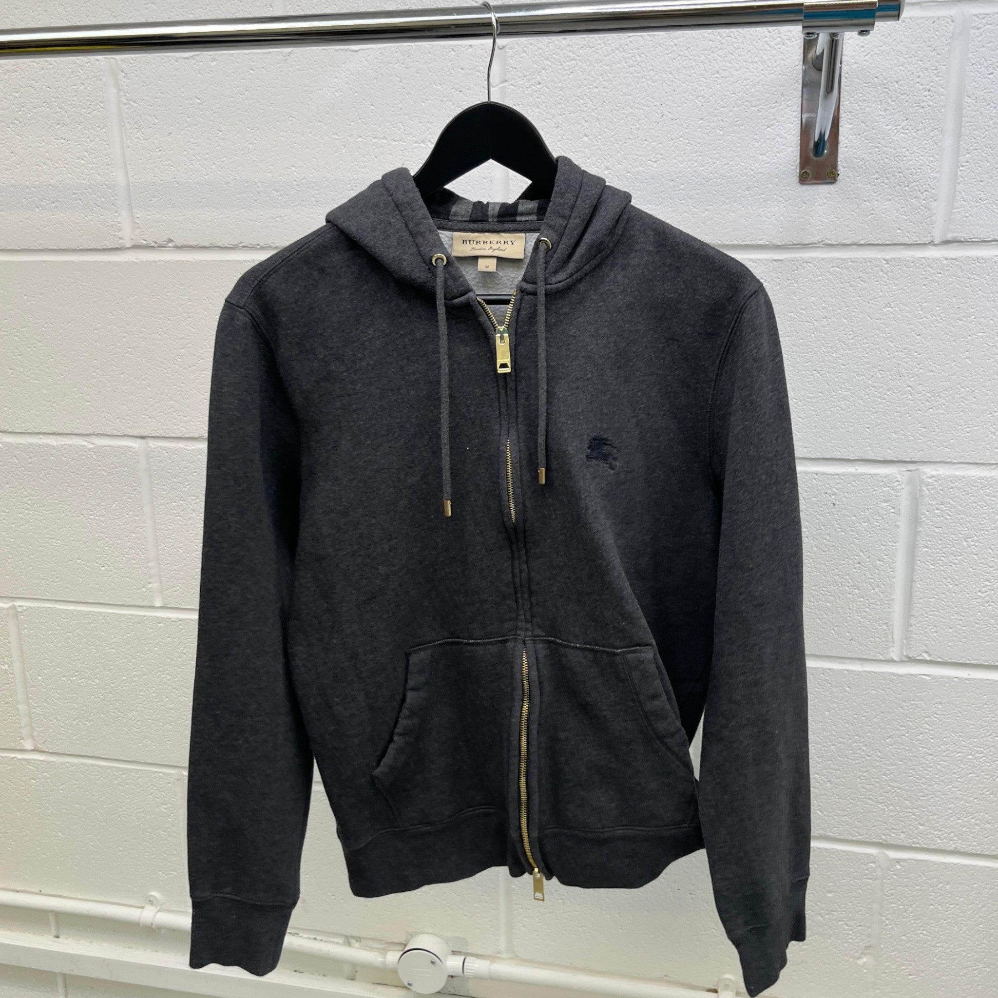 Men's Embroidered Logo Hoodie Charcoal Size M