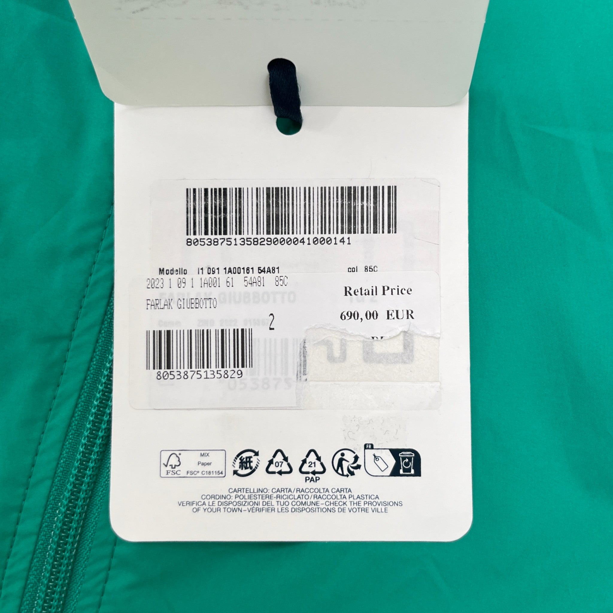 Men's Farlak Windbreaker Green Size 2 / M