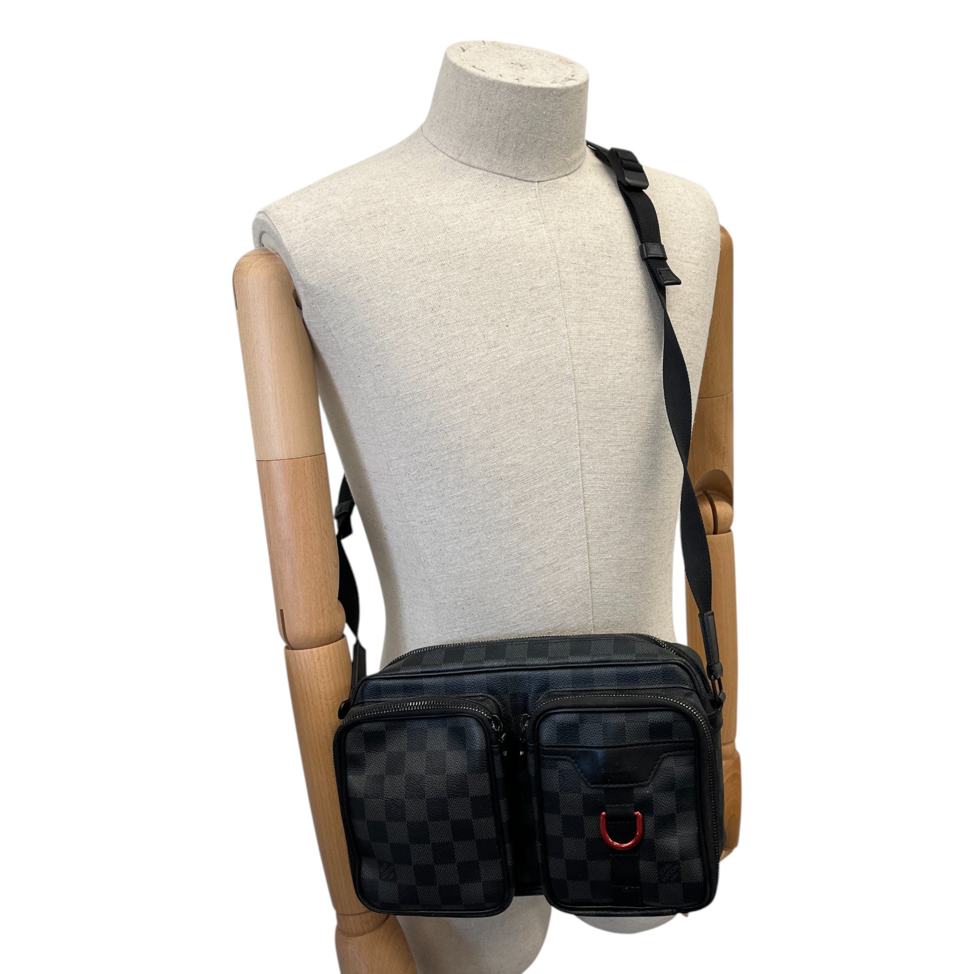 Men's Damier Utility Messenger Bag Black