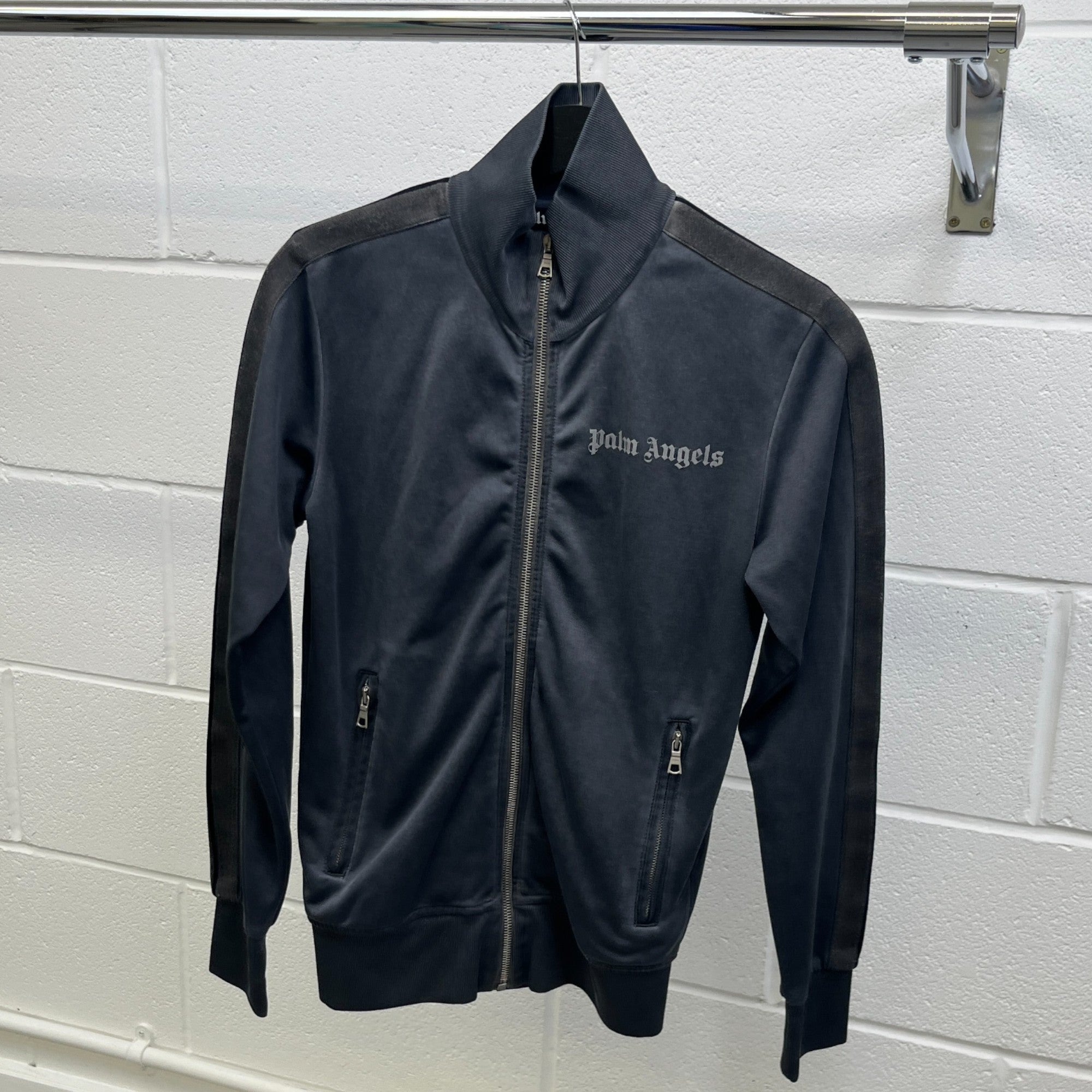 Men's Printed Logo Track Jacket Grey Size XXS