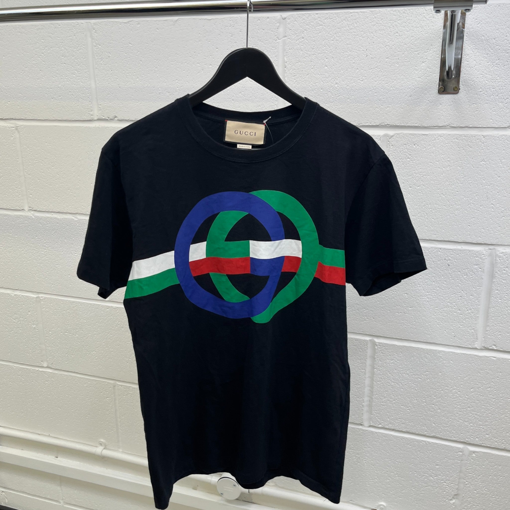 Men's Gg Logo Print T-Shirt Black Size XS