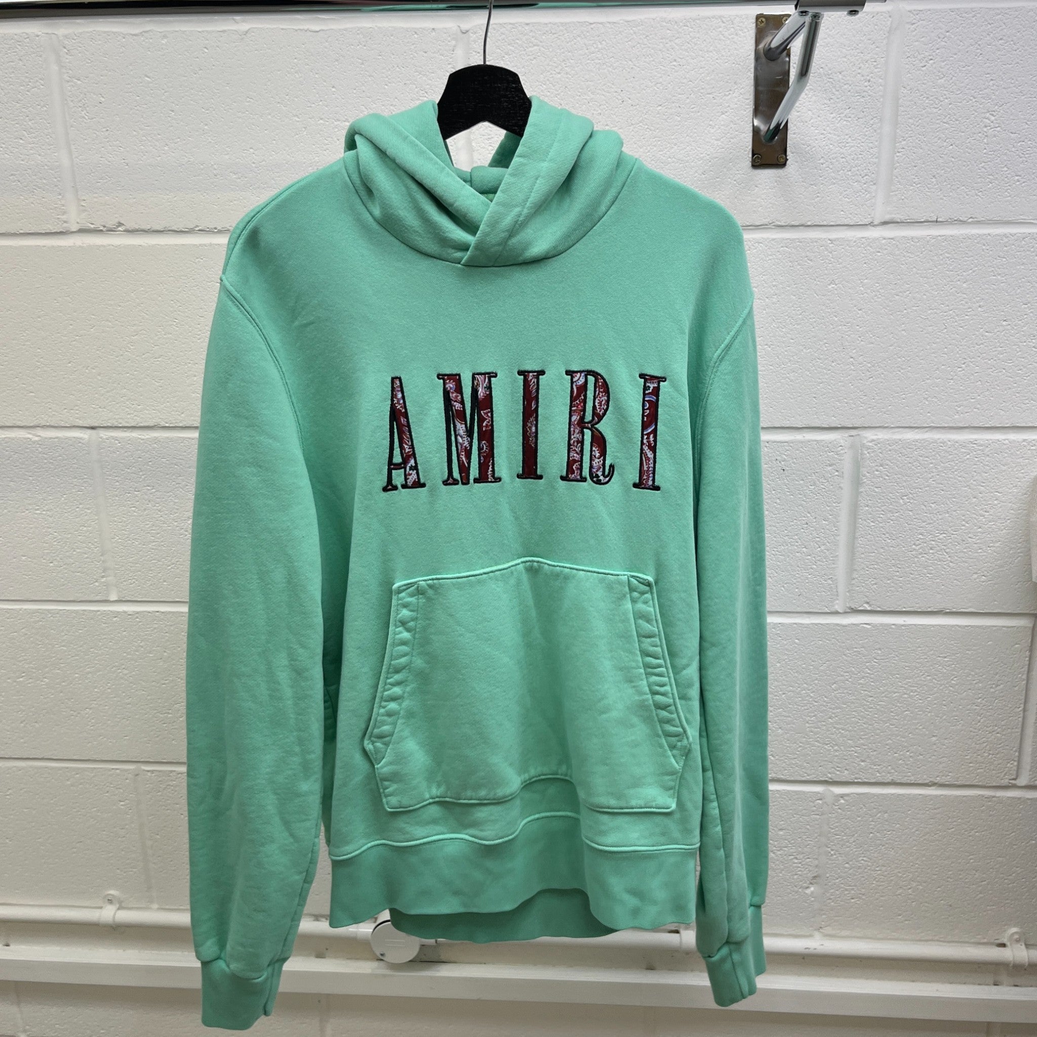 Men's Logo Print Hoodie Green Size S