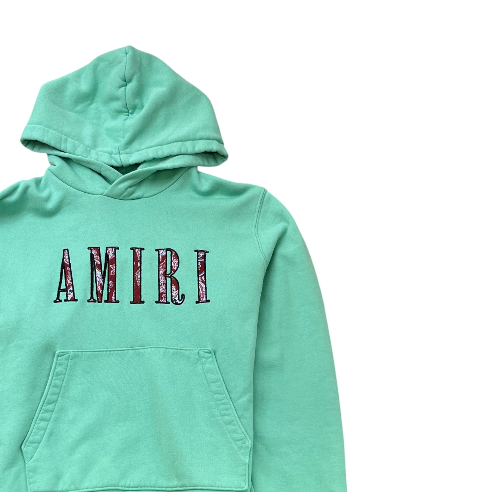 Men's Logo Print Hoodie Green Size S