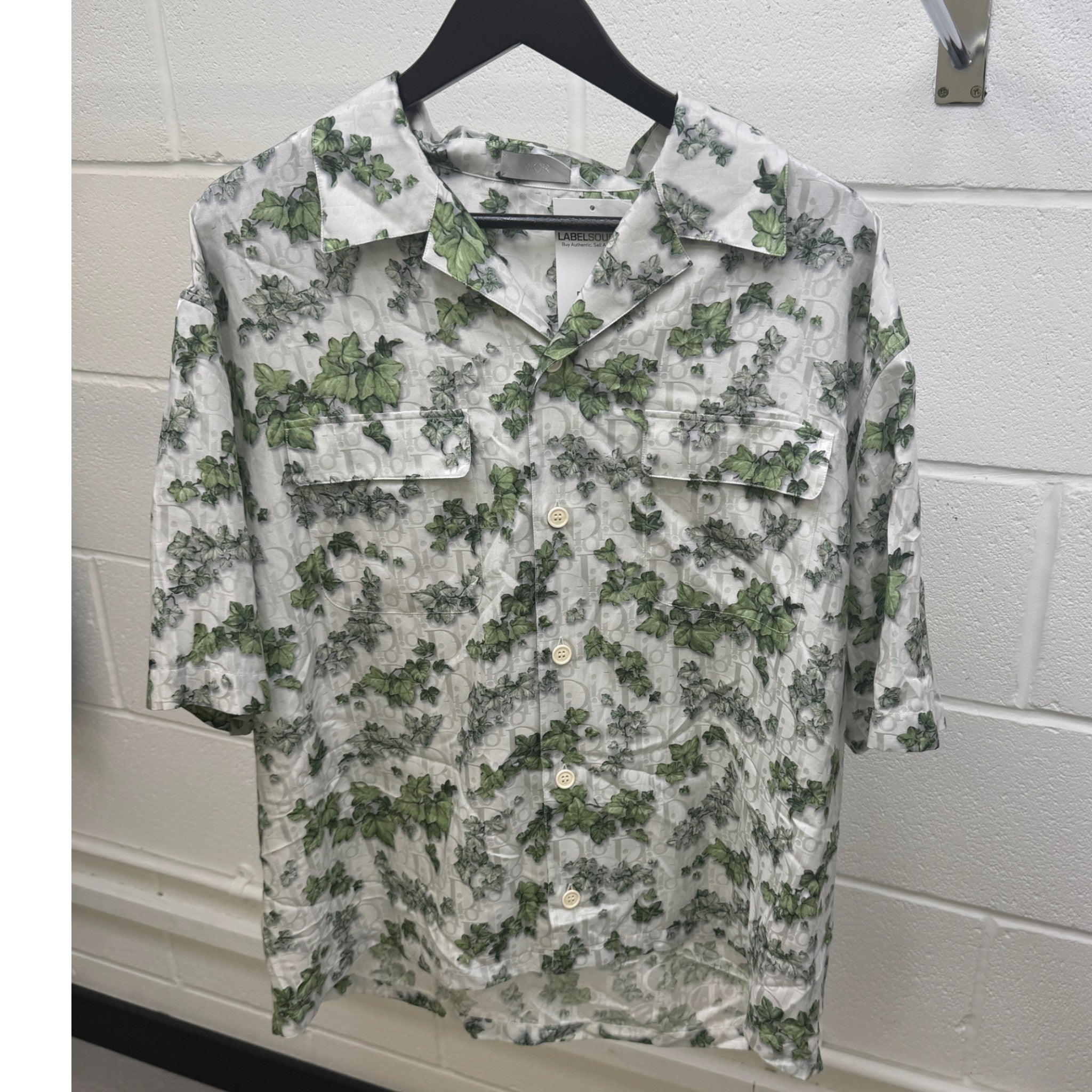 Men's Amoako Boafo Oblique Leaf Short Sleeve Shirt Grey Size L