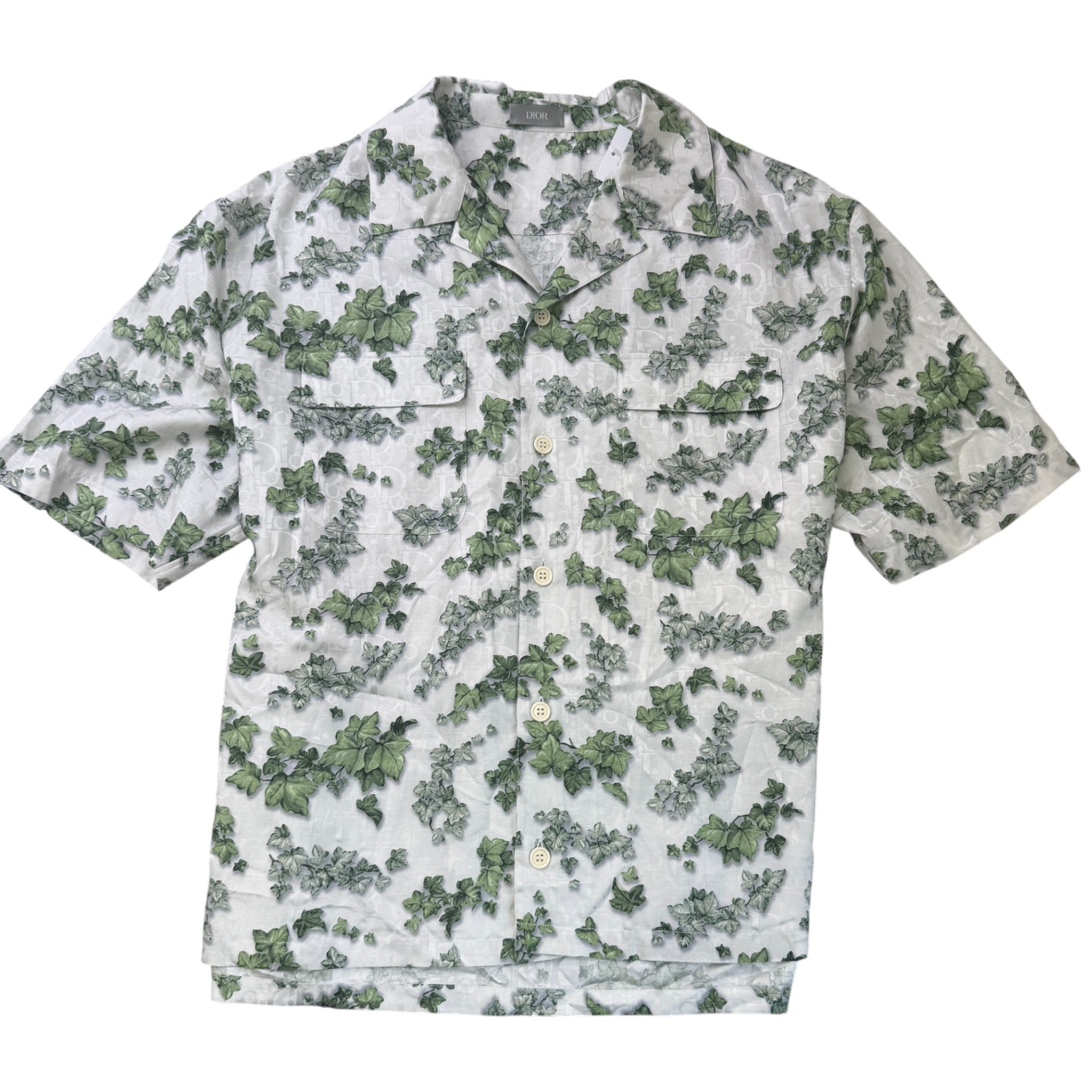 Men's Amoako Boafo Oblique Leaf Short Sleeve Shirt Grey Size L