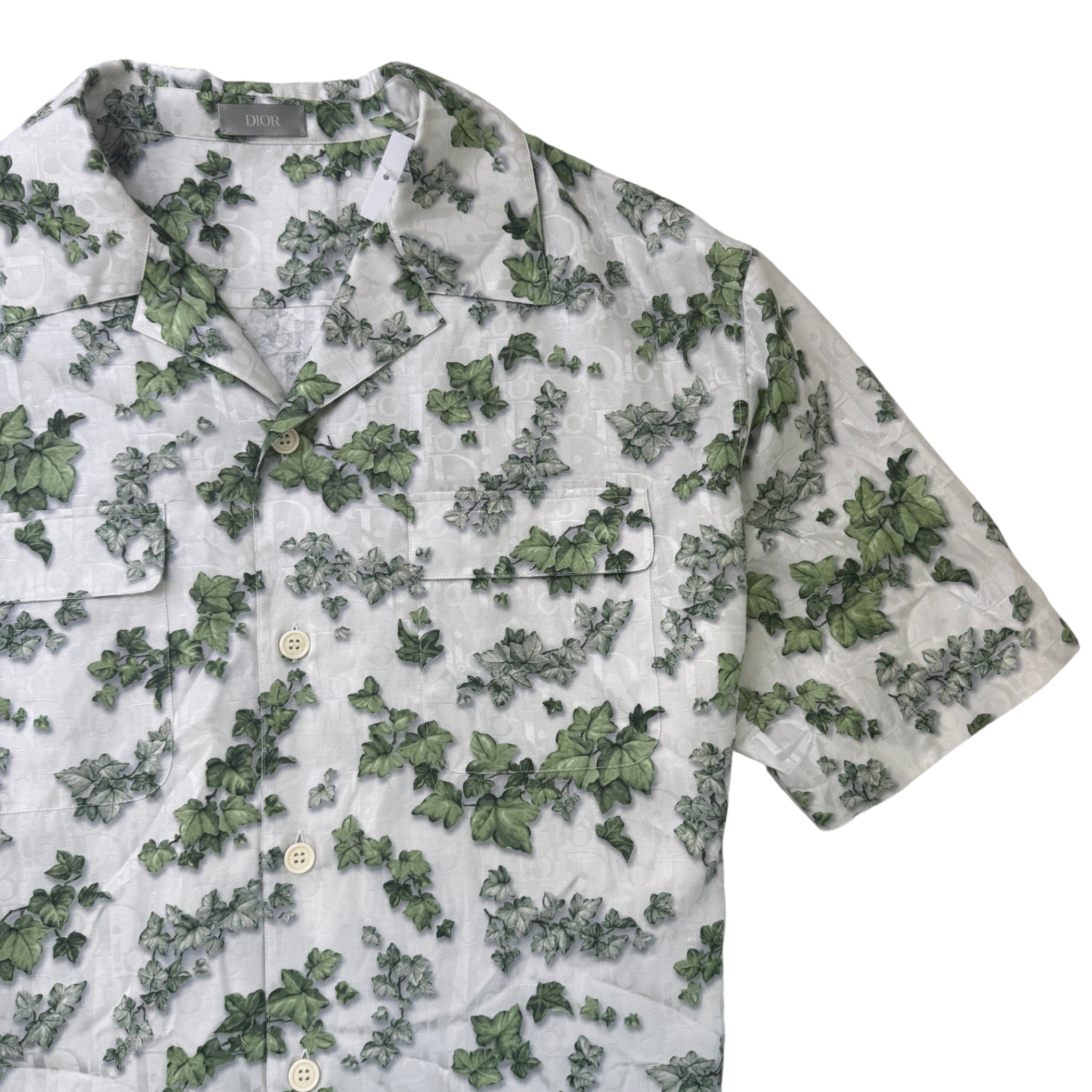 Men's Amoako Boafo Oblique Leaf Short Sleeve Shirt Grey Size L