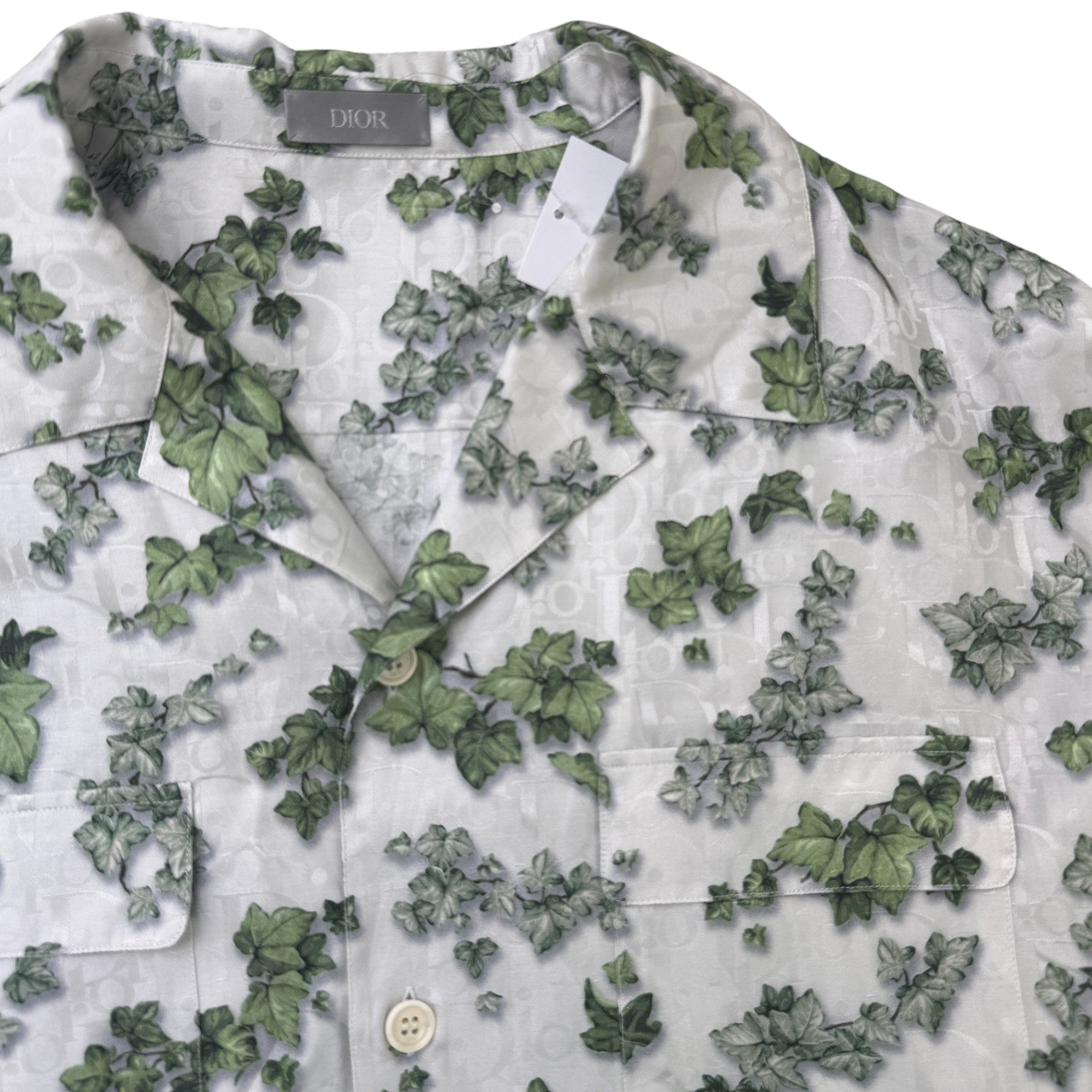 Men's Amoako Boafo Oblique Leaf Short Sleeve Shirt Grey Size L