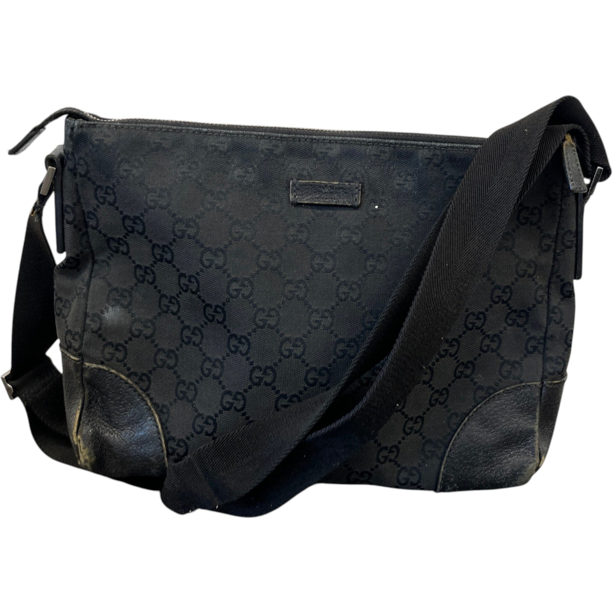 Women's Gg Monogram Canvas Messenger Bag Black