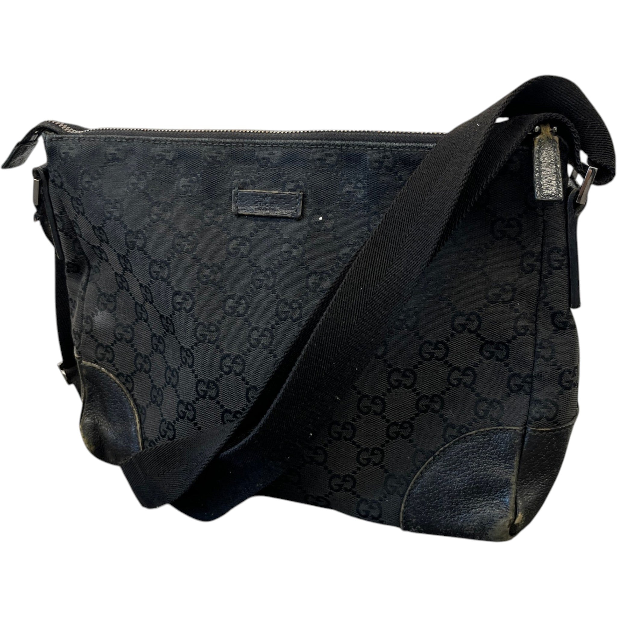 Women's Gg Monogram Canvas Messenger Bag Black