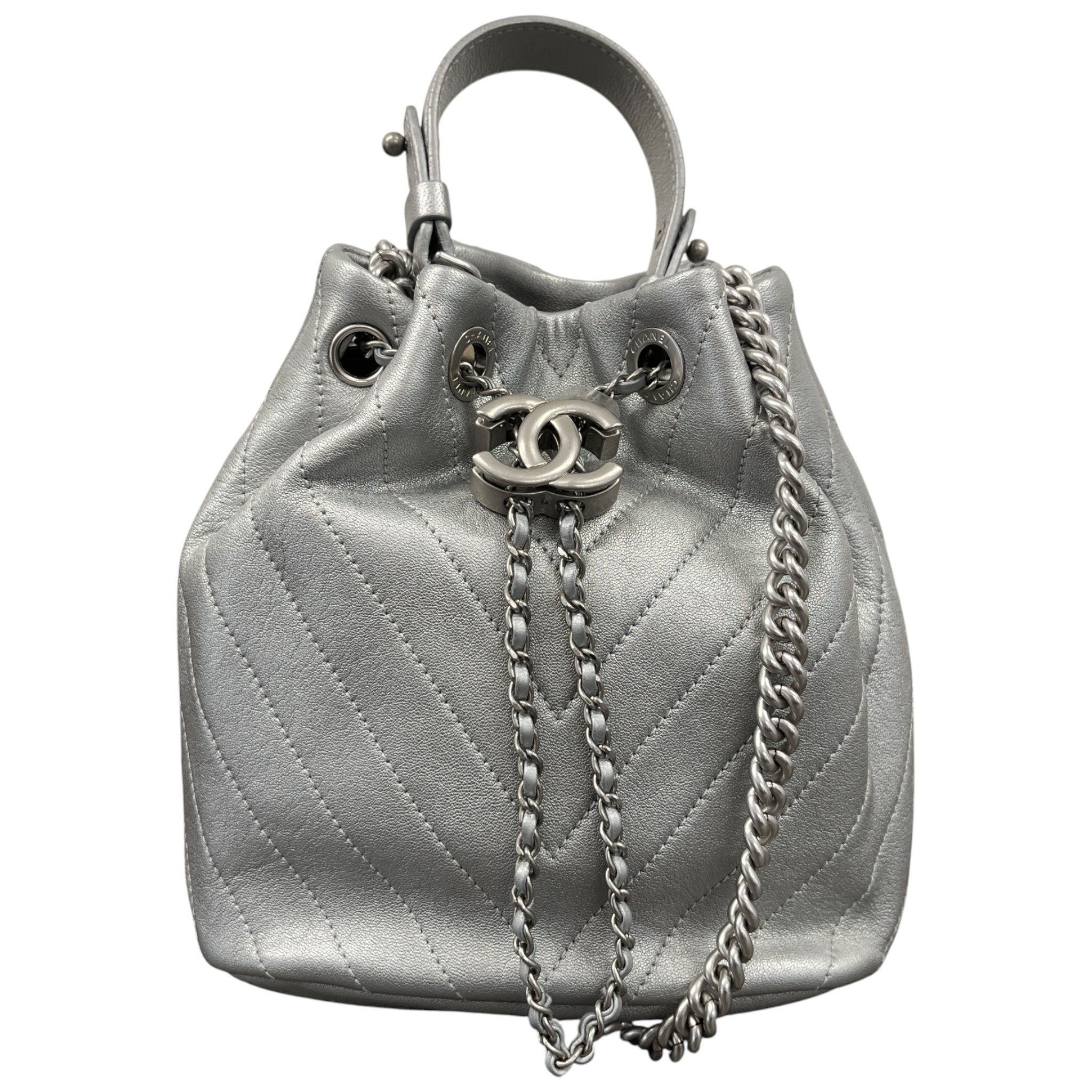 Women's Chevron Bucket Bag Silver