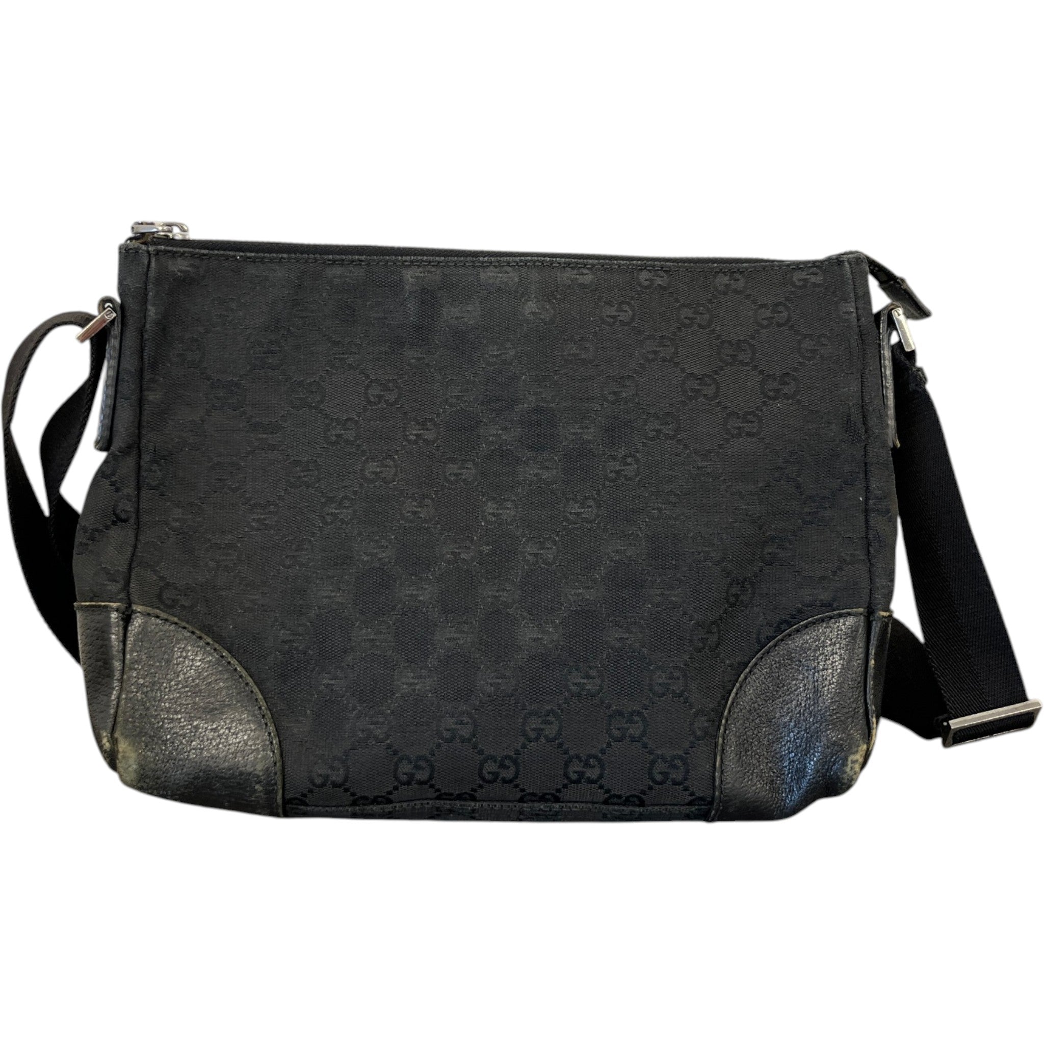 Women's Gg Monogram Canvas Messenger Bag Black
