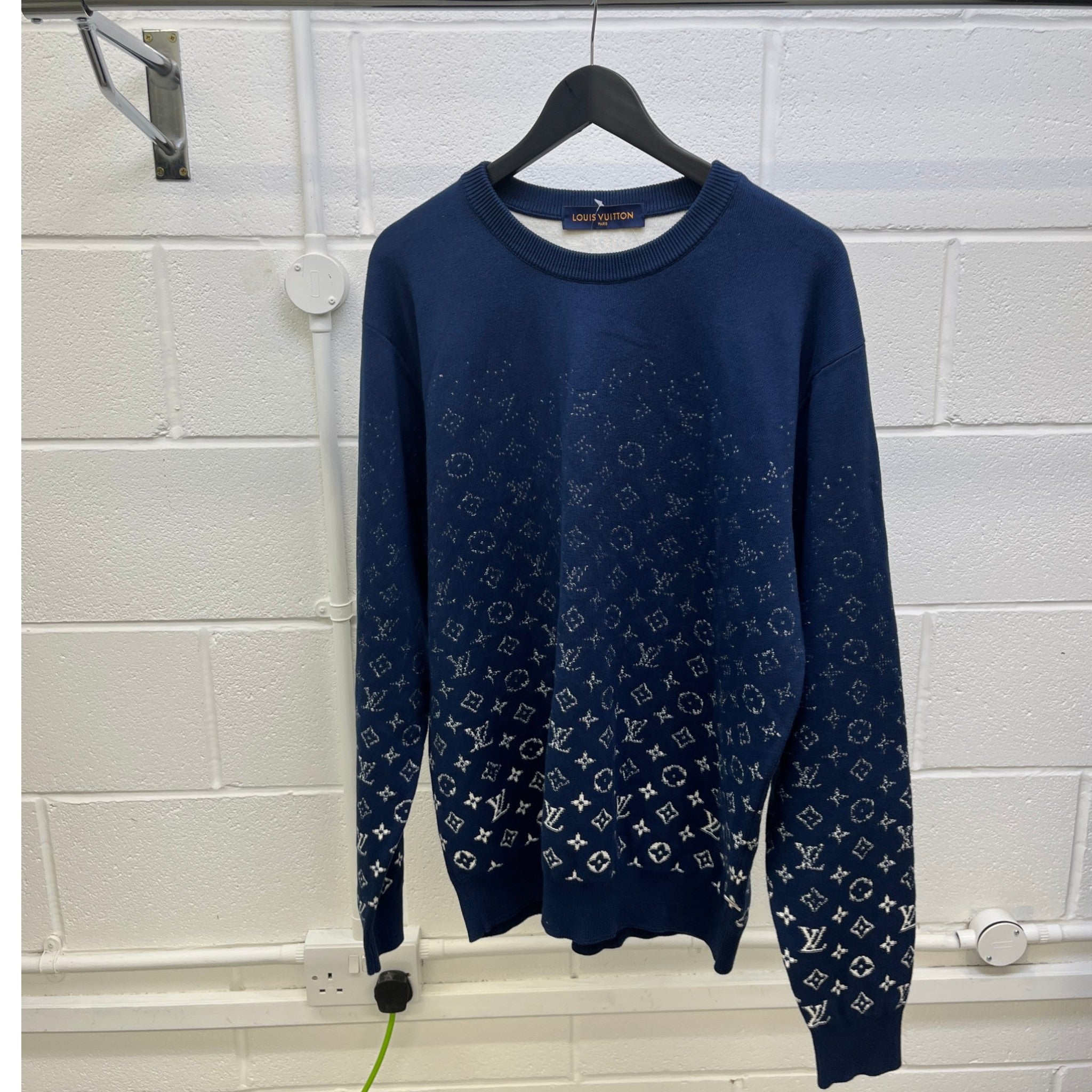 Men's Gradient Monogram Sweatshirt Navy Size XL