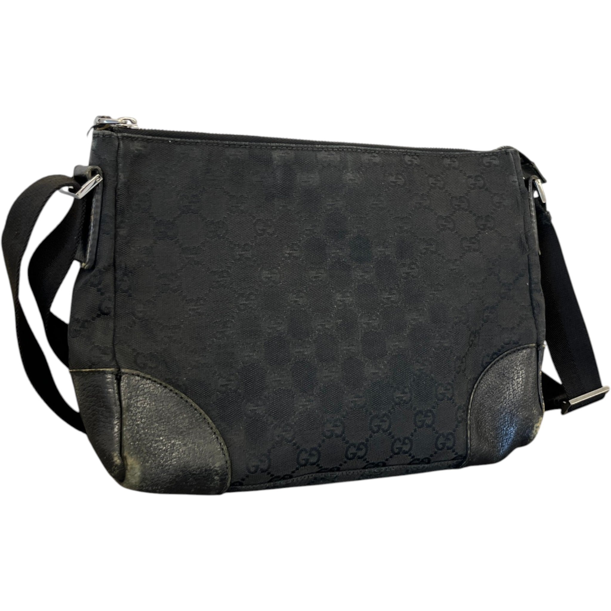 Women's Gg Monogram Canvas Messenger Bag Black