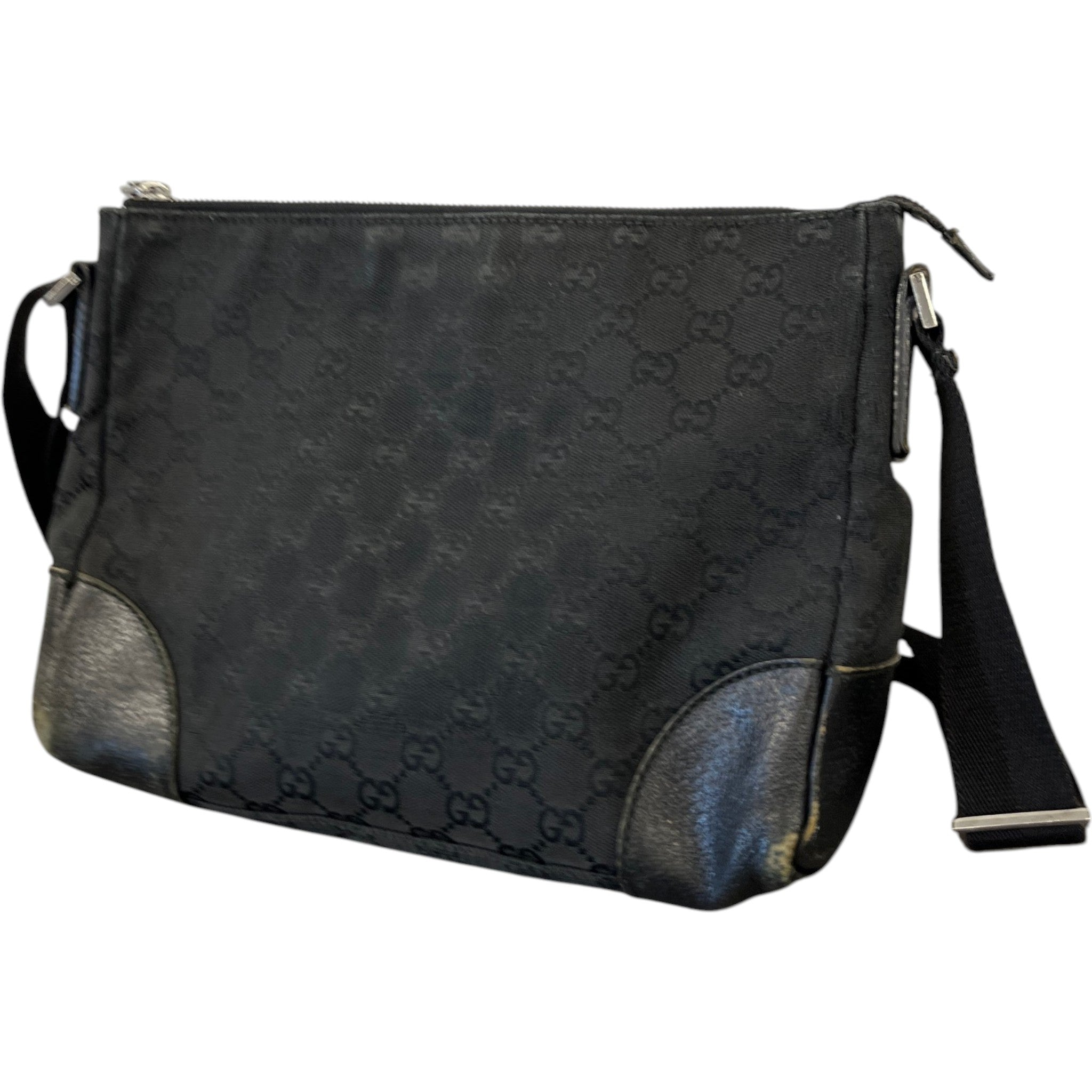Women's Gg Monogram Canvas Messenger Bag Black