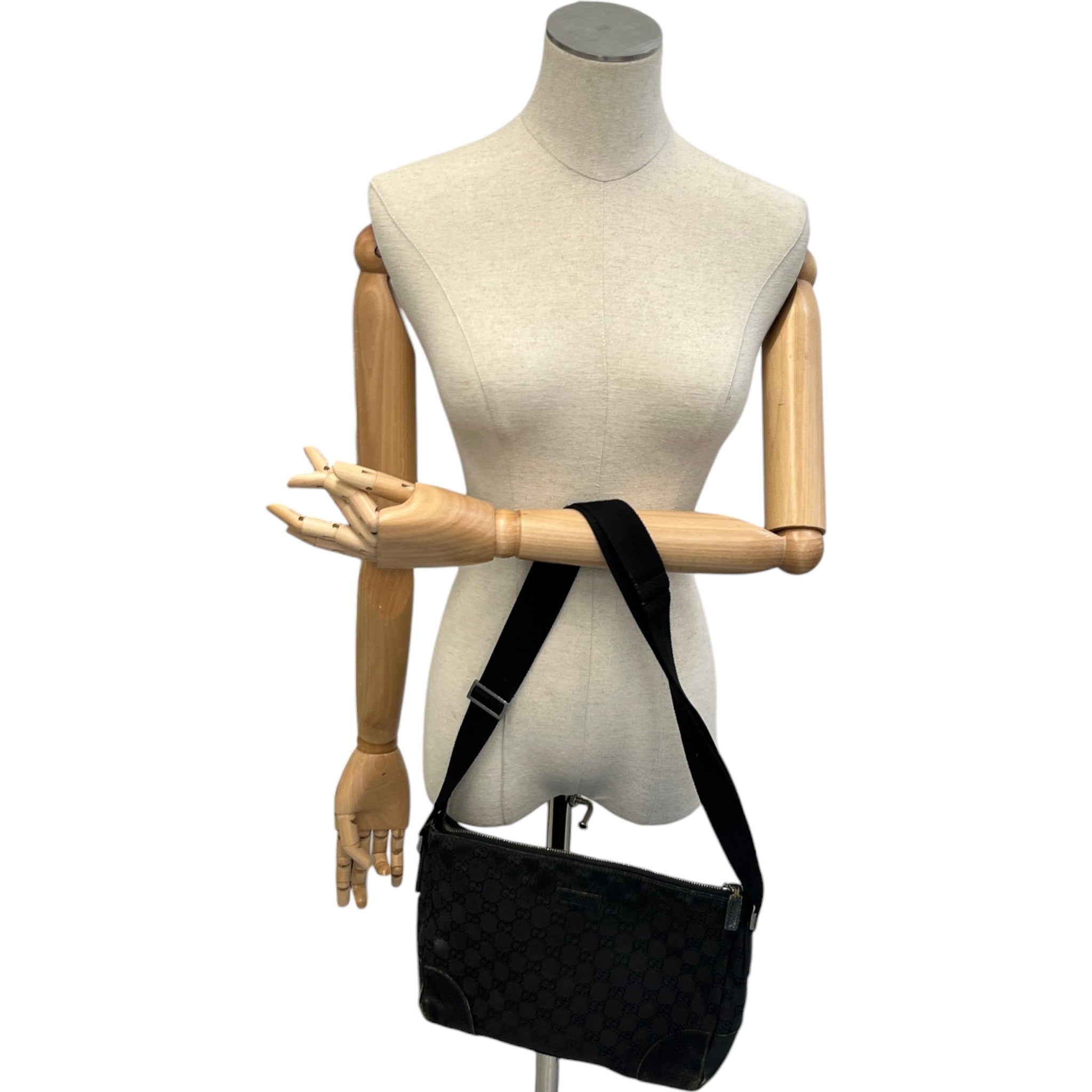 Women's Gg Monogram Canvas Messenger Bag Black