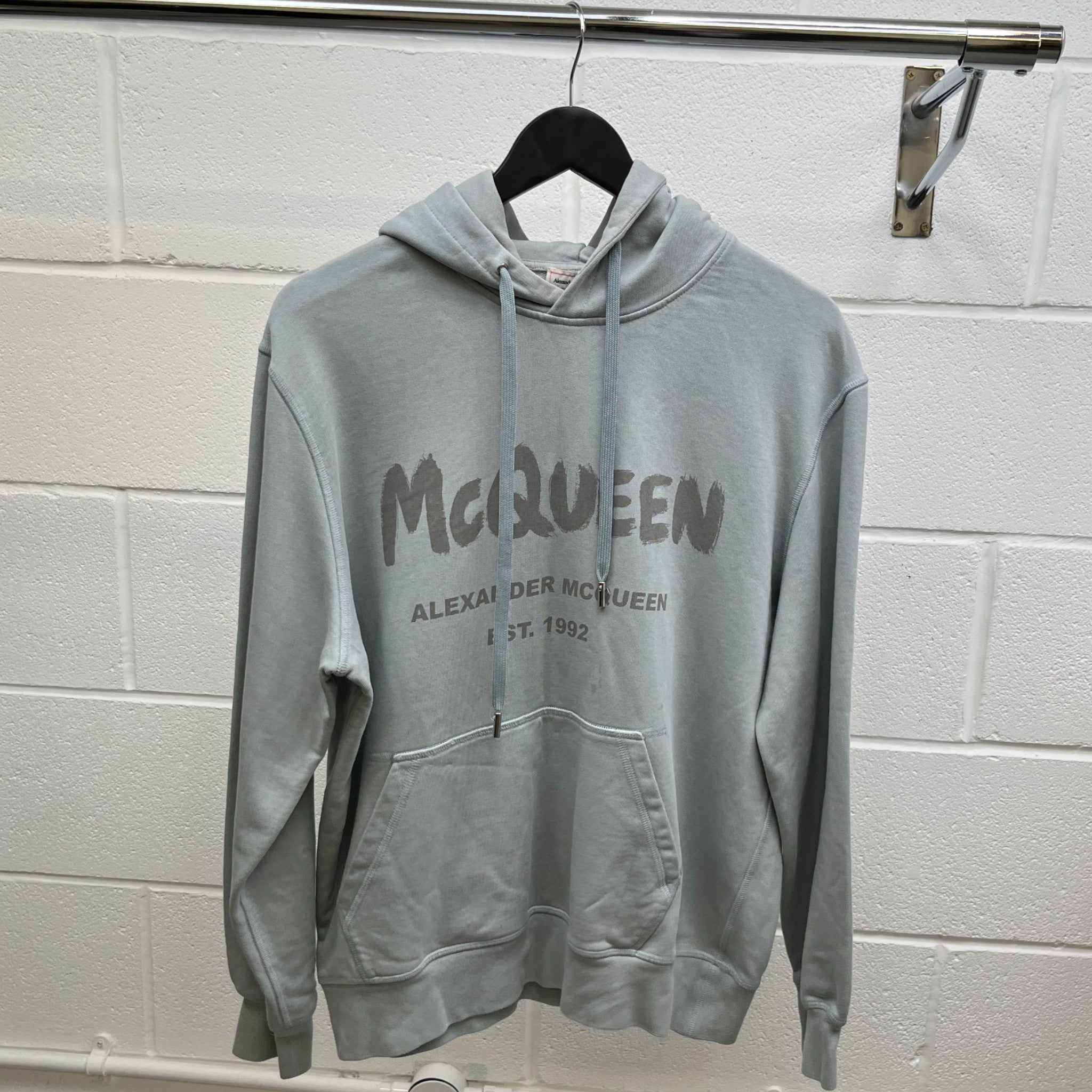 Men's Graffiti Logo Hoodie Grey Size M