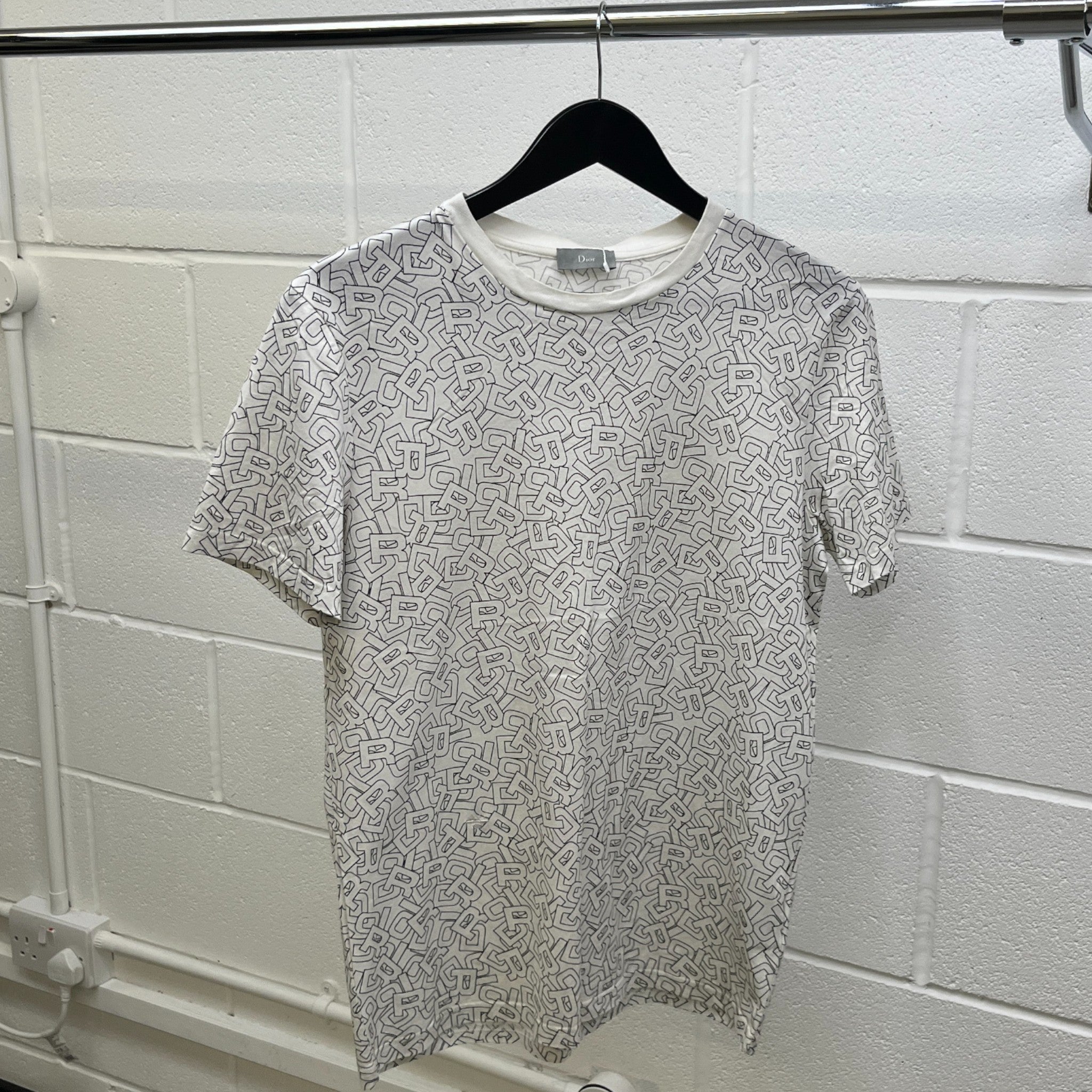 Men's Letters All Over Print T-Shirt White Size M