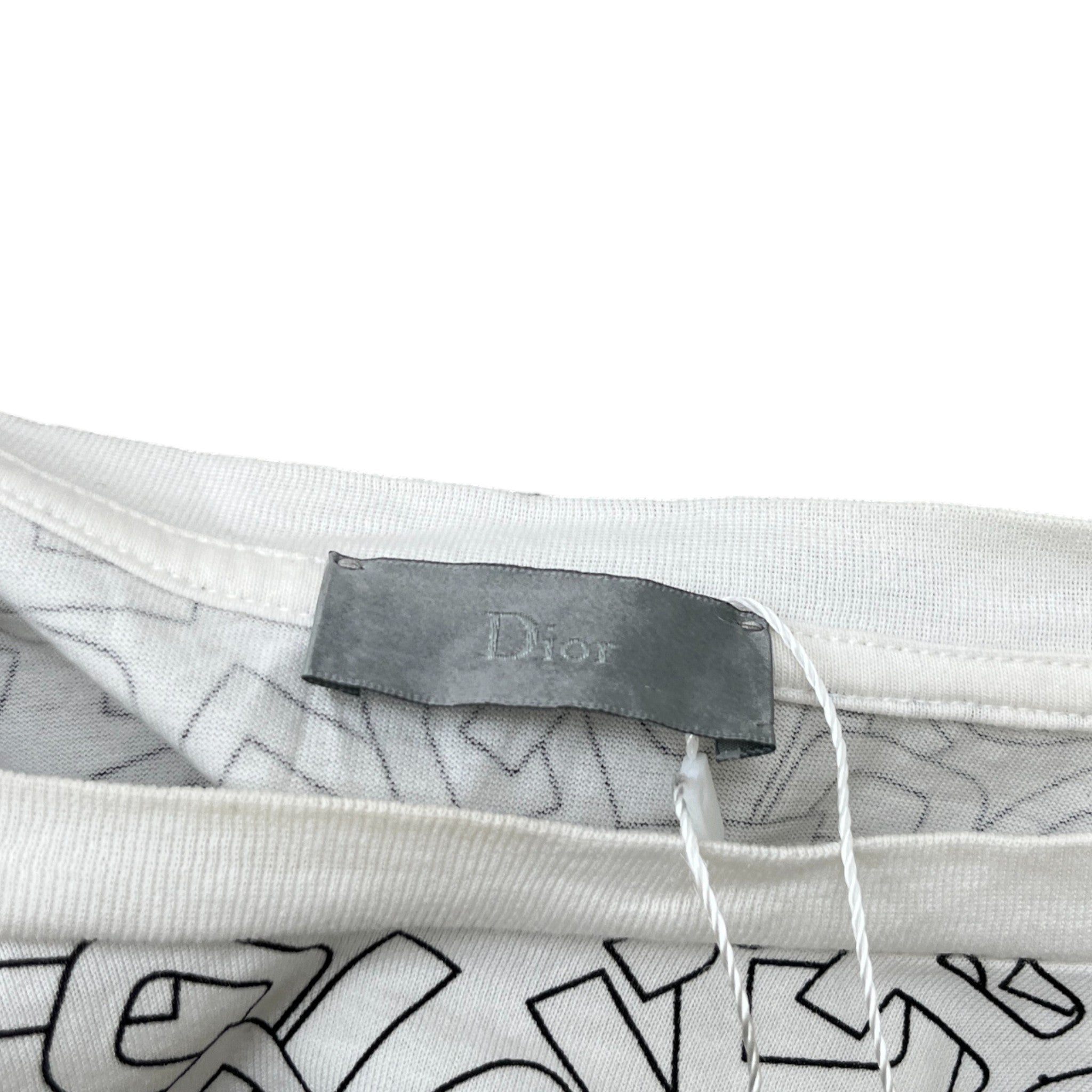 Men's Letters All Over Print T-Shirt White Size M