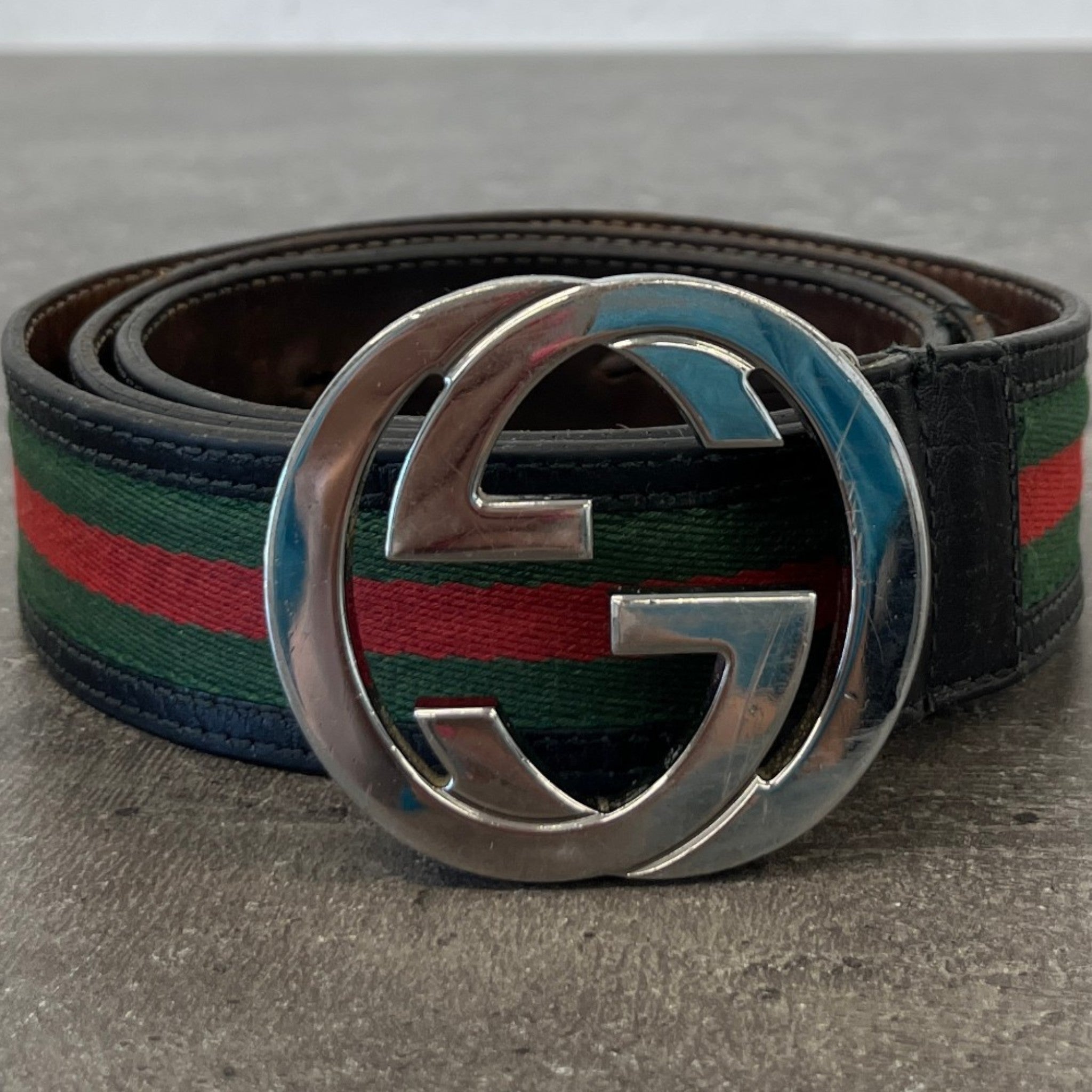 Men's Interlocking G Web Belt Multi-Coloured Size Waist 32"