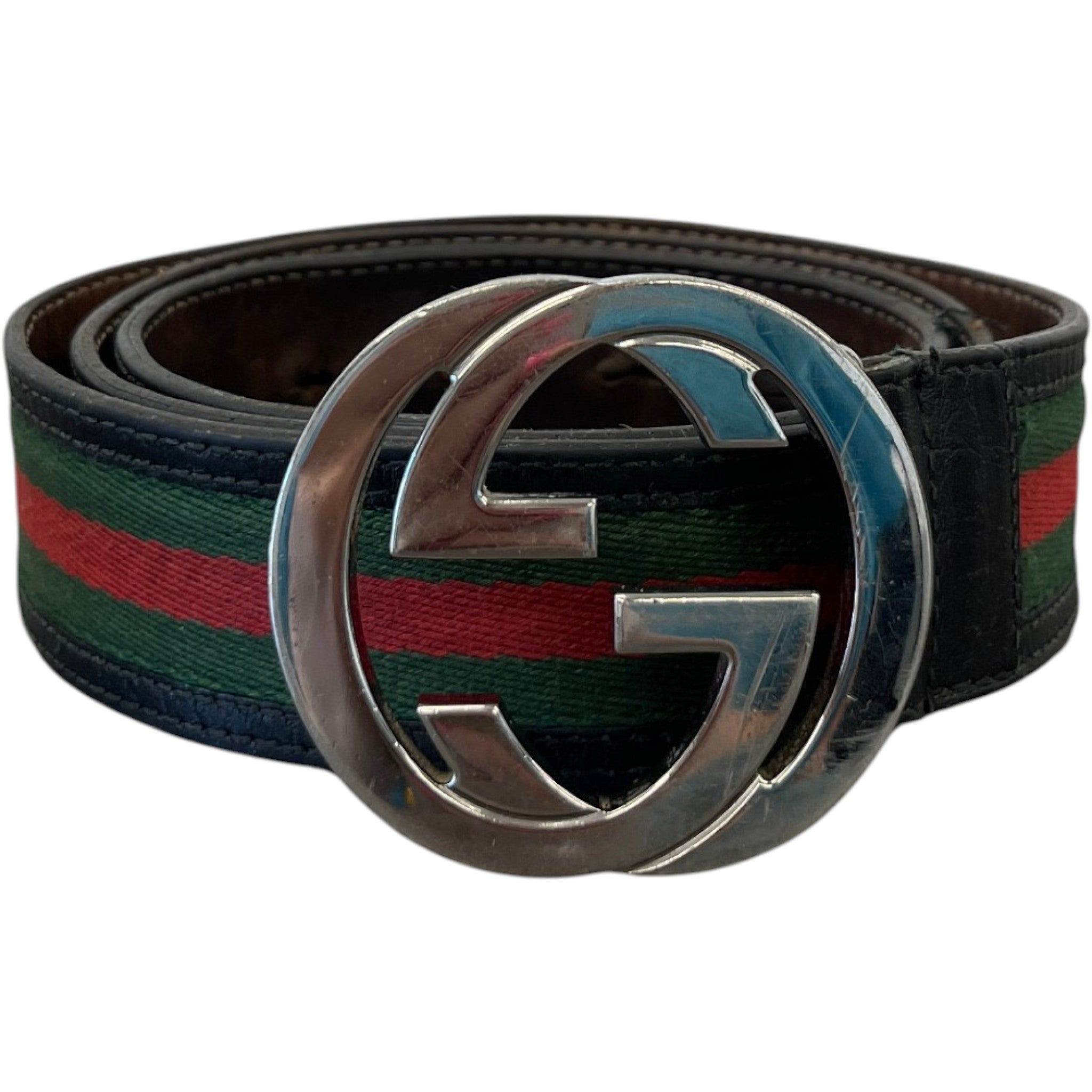 Men's Interlocking G Web Belt Multi-Coloured Size Waist 32"