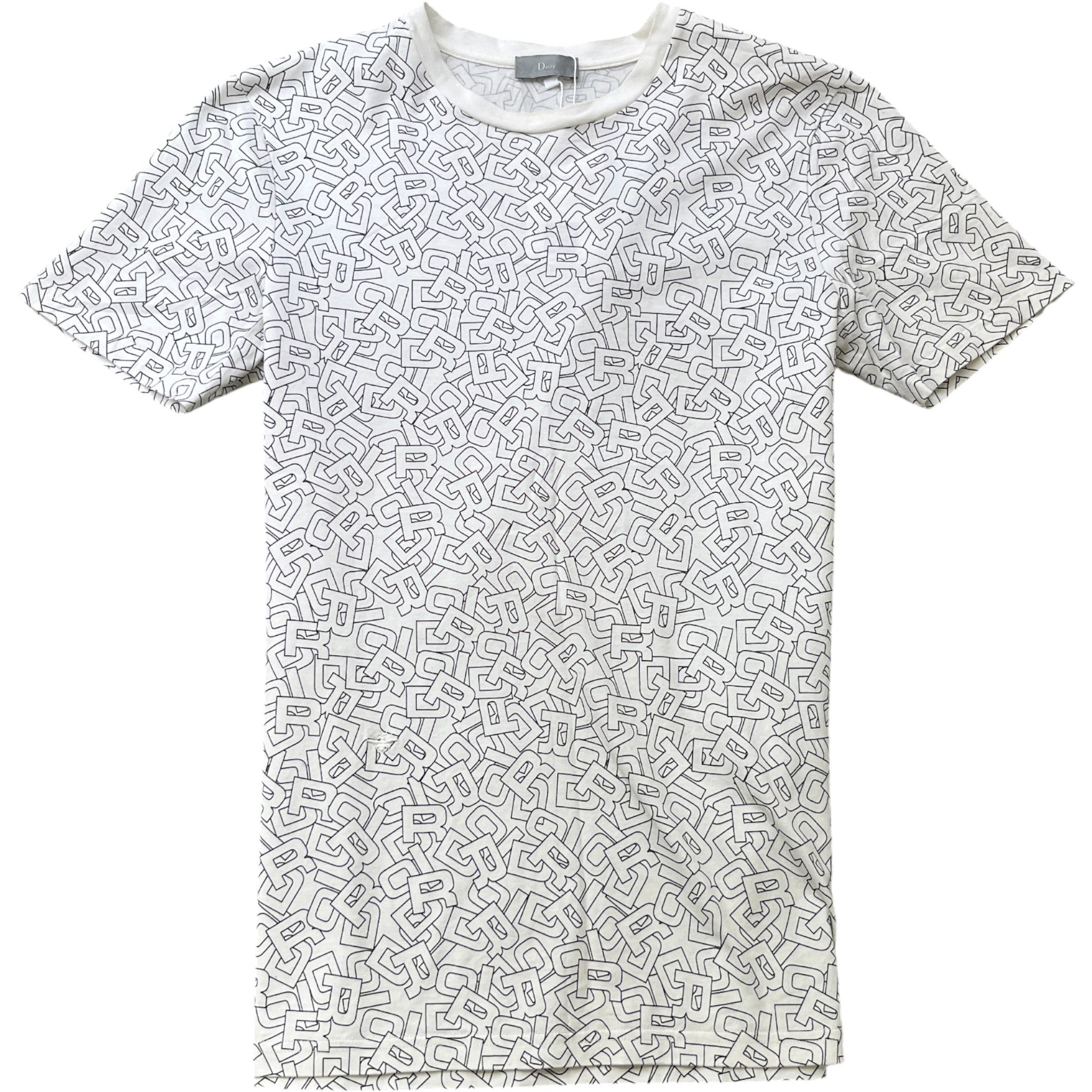 Men's Letters All Over Print T-Shirt White Size M