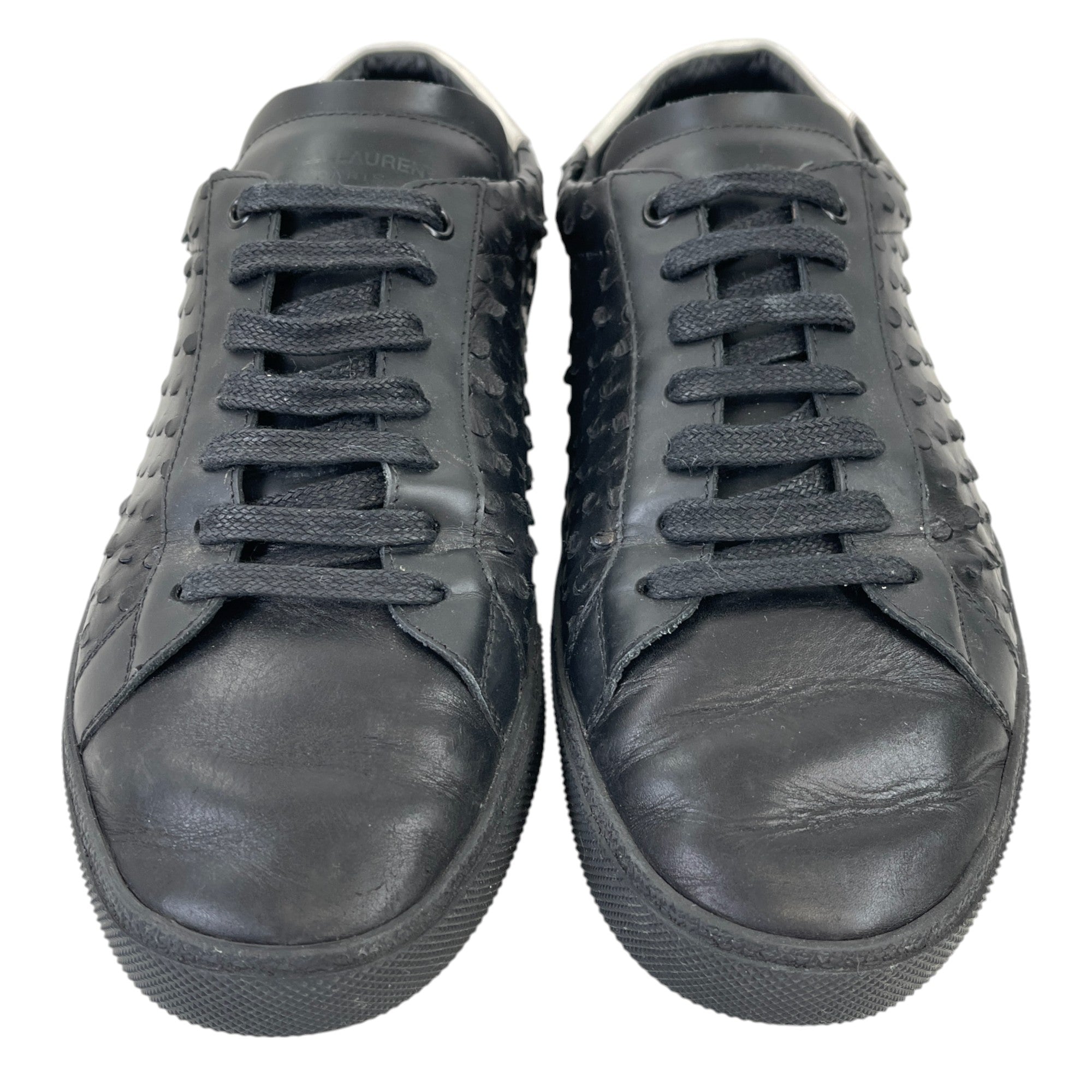 Men's Cutout Canvas Low Trainers Black Size EU 42 / UK 8