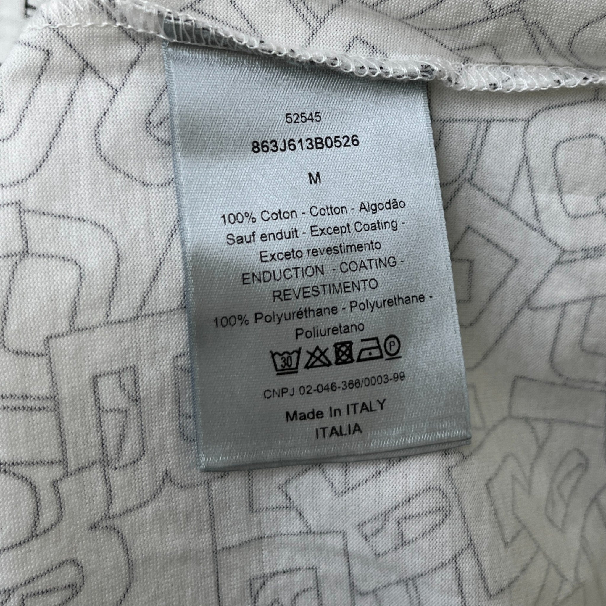 Men's Letters All Over Print T-Shirt White Size M