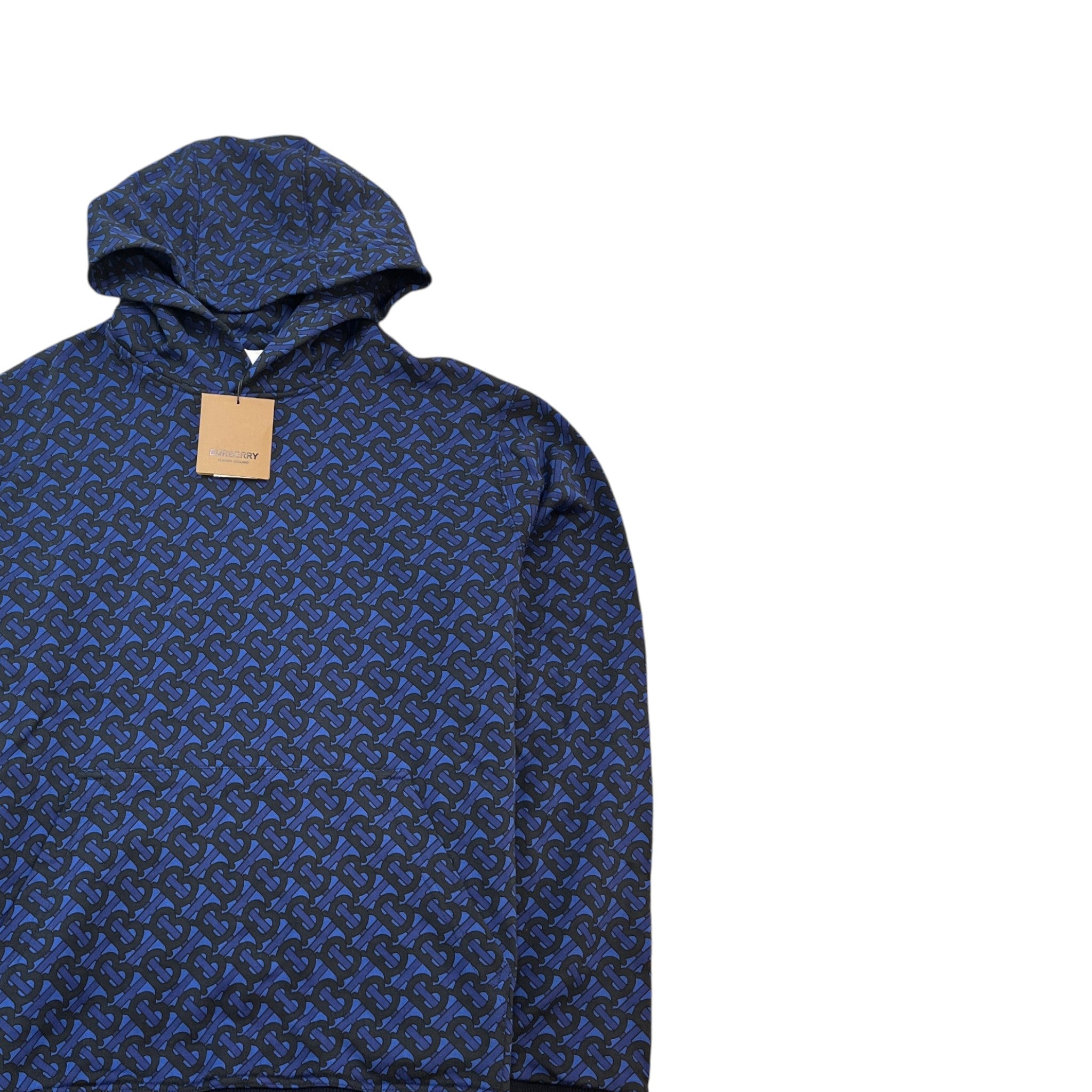 Men's Monogram Print Hoodie Navy Size M