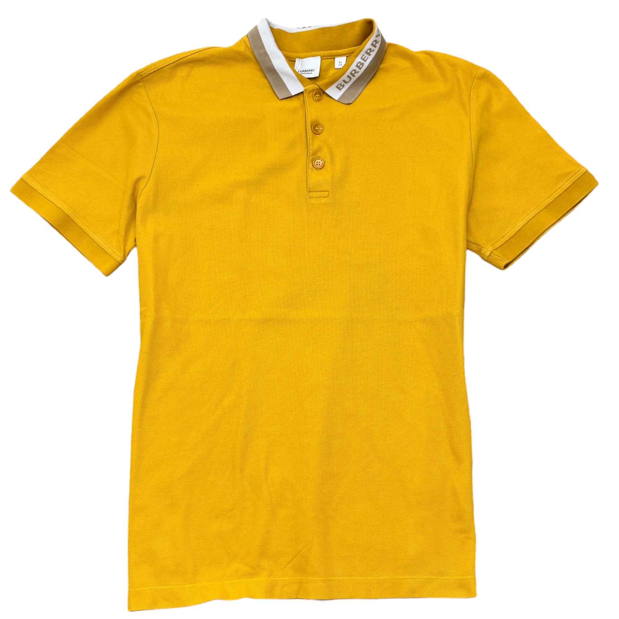 Men s Embroidered Collar Polo Shirt Yellow Size XL