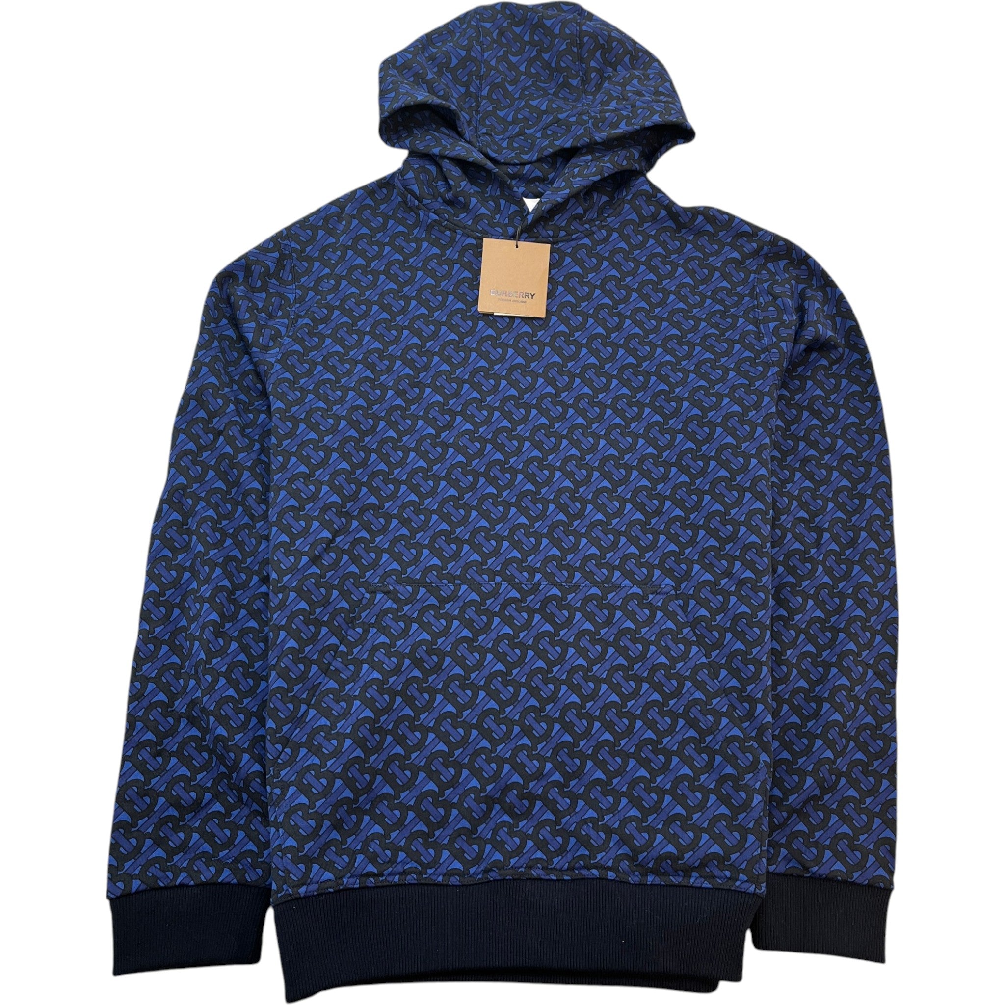 Men's Monogram Print Hoodie Navy Size M