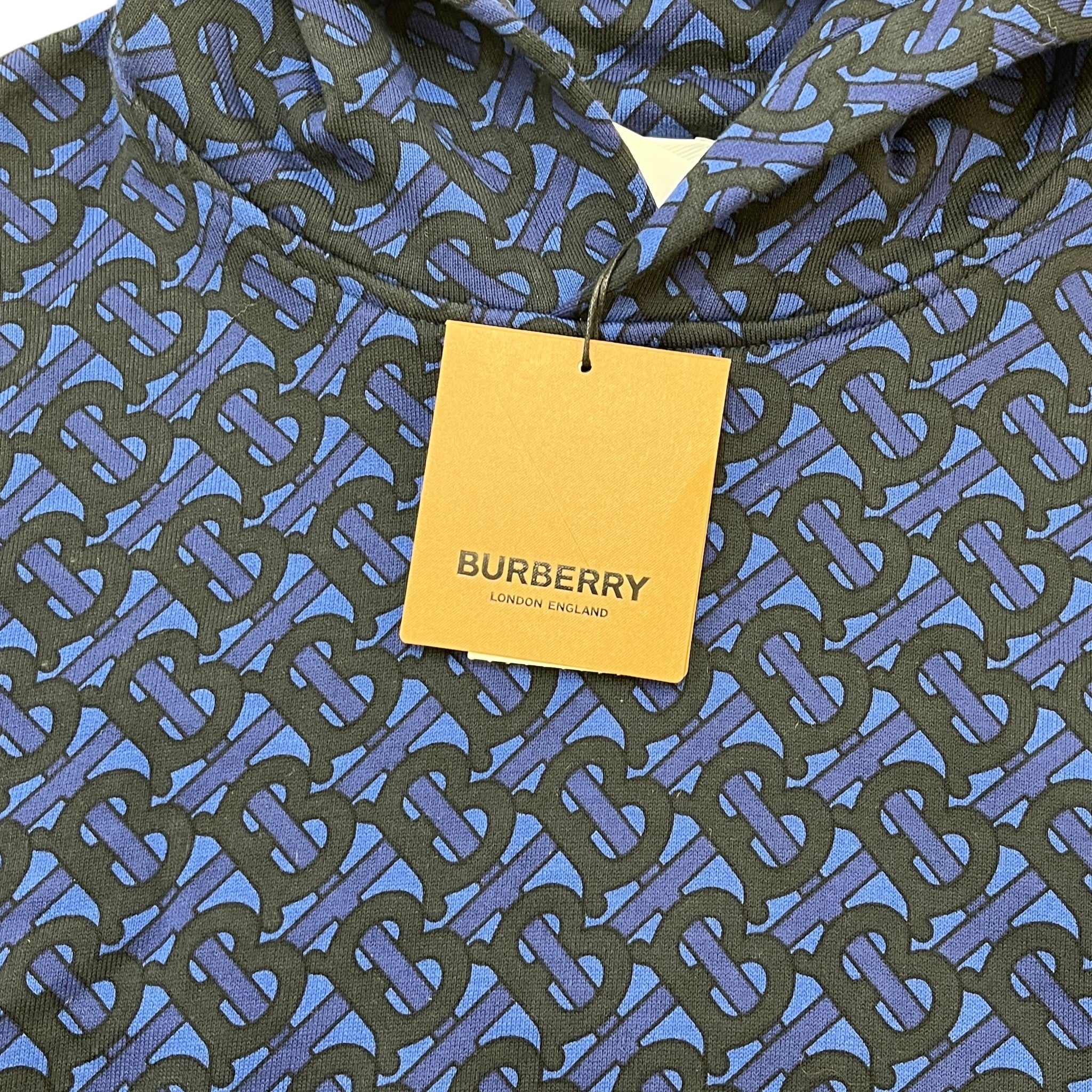 Men's Monogram Print Hoodie Navy Size M