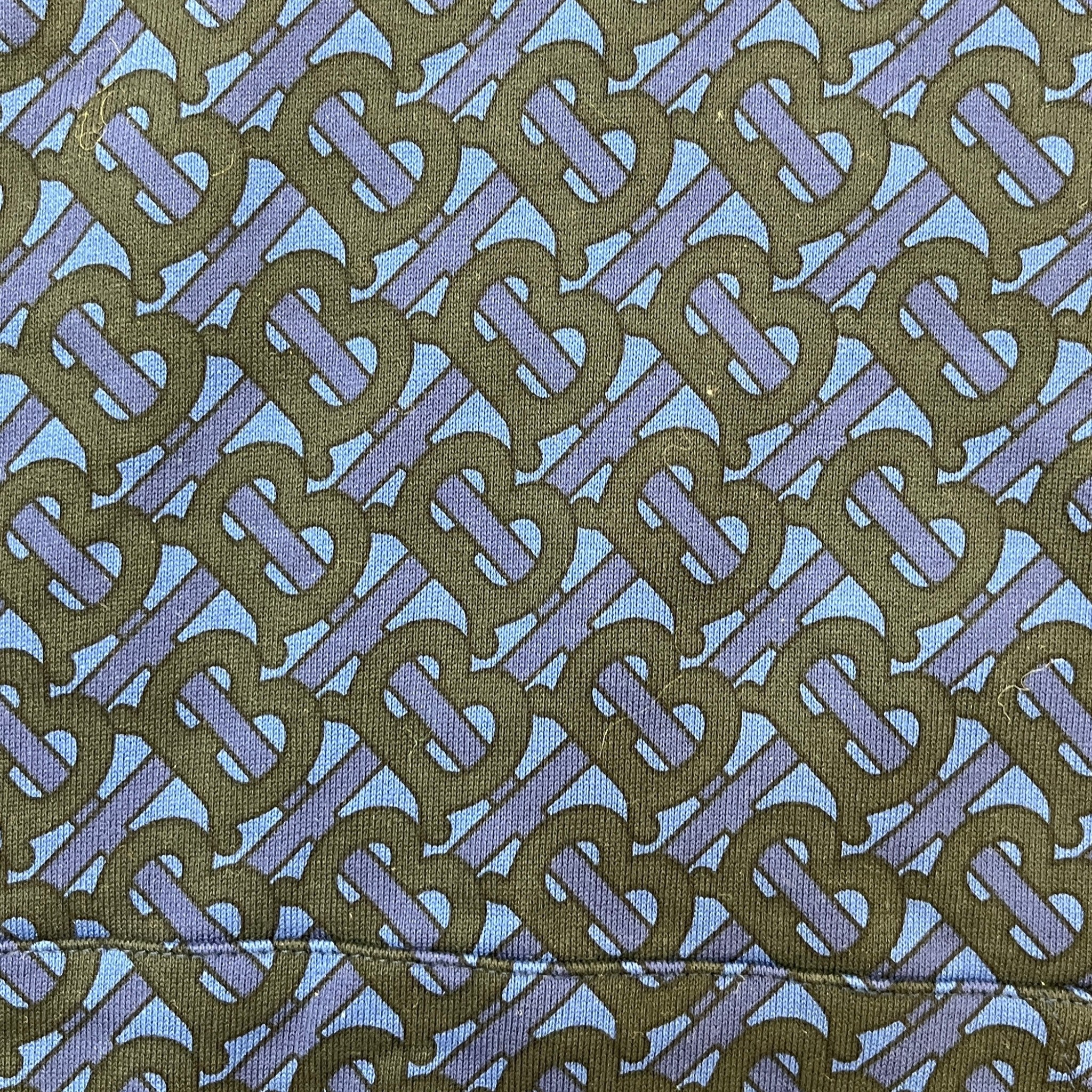 Men's Monogram Print Hoodie Navy Size M