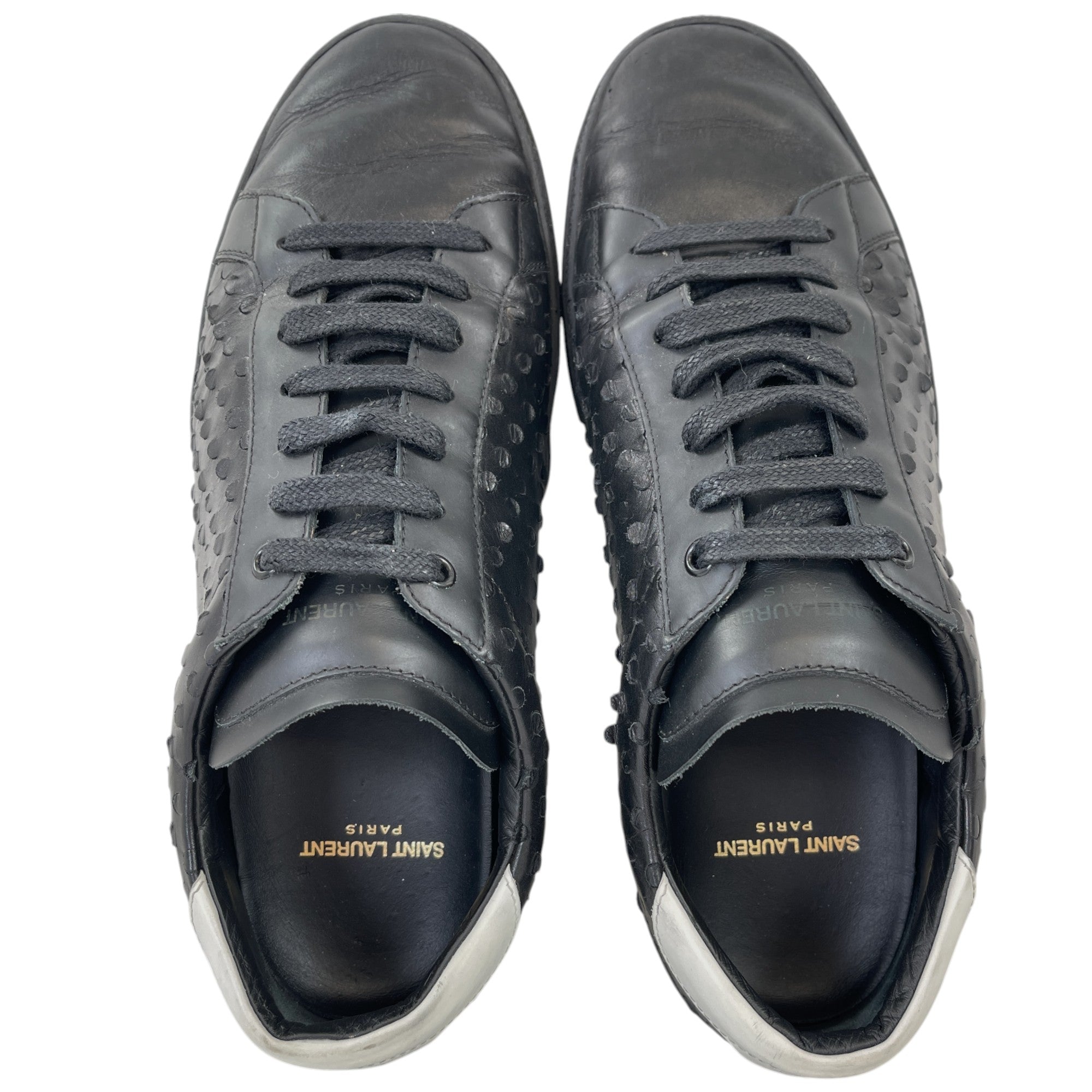 Men's Cutout Canvas Low Trainers Black Size EU 42 / UK 8