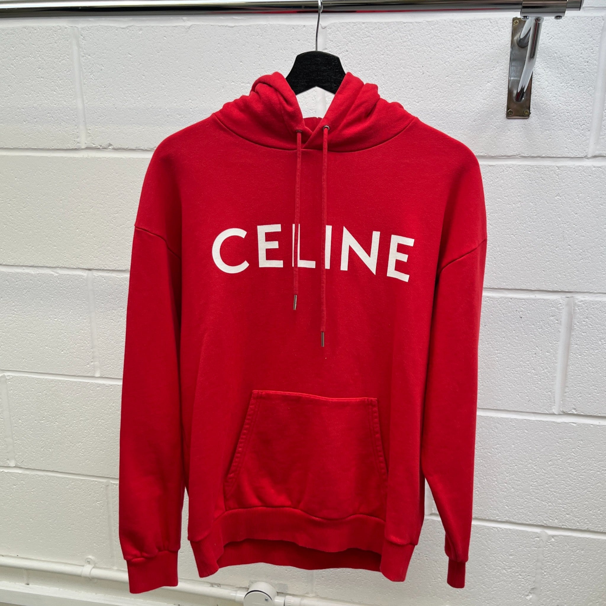 Men's Logo Print Hoodie Red Size XS