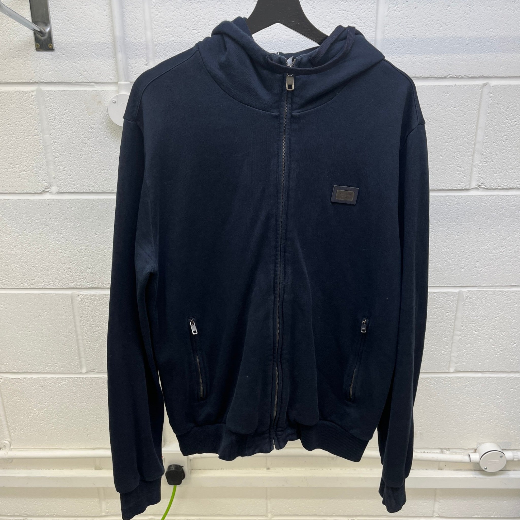 Men's Plaque Logo Hoodie Navy Size IT 52 / UK XL