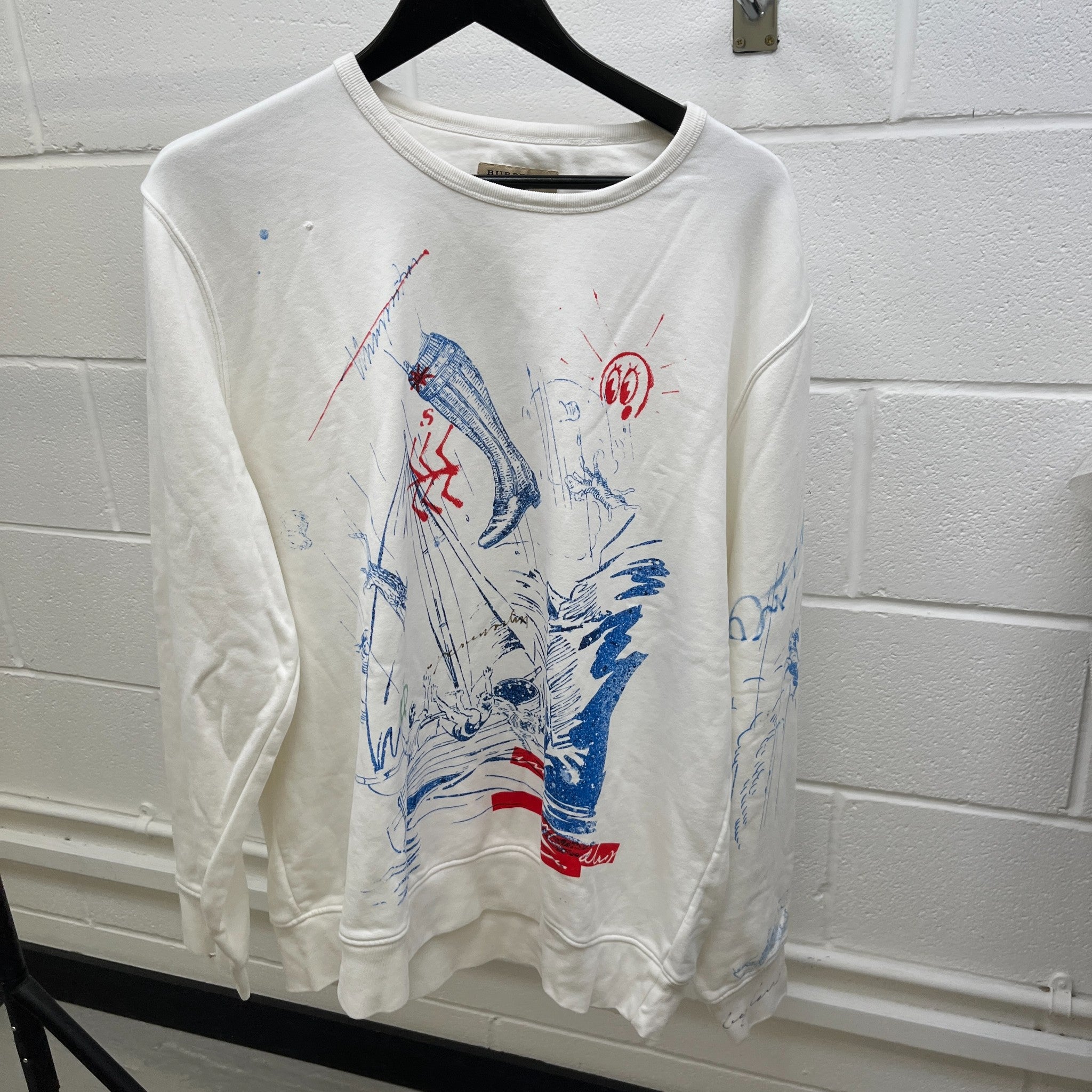 Men's England Adventure Print Jumper White Size XL