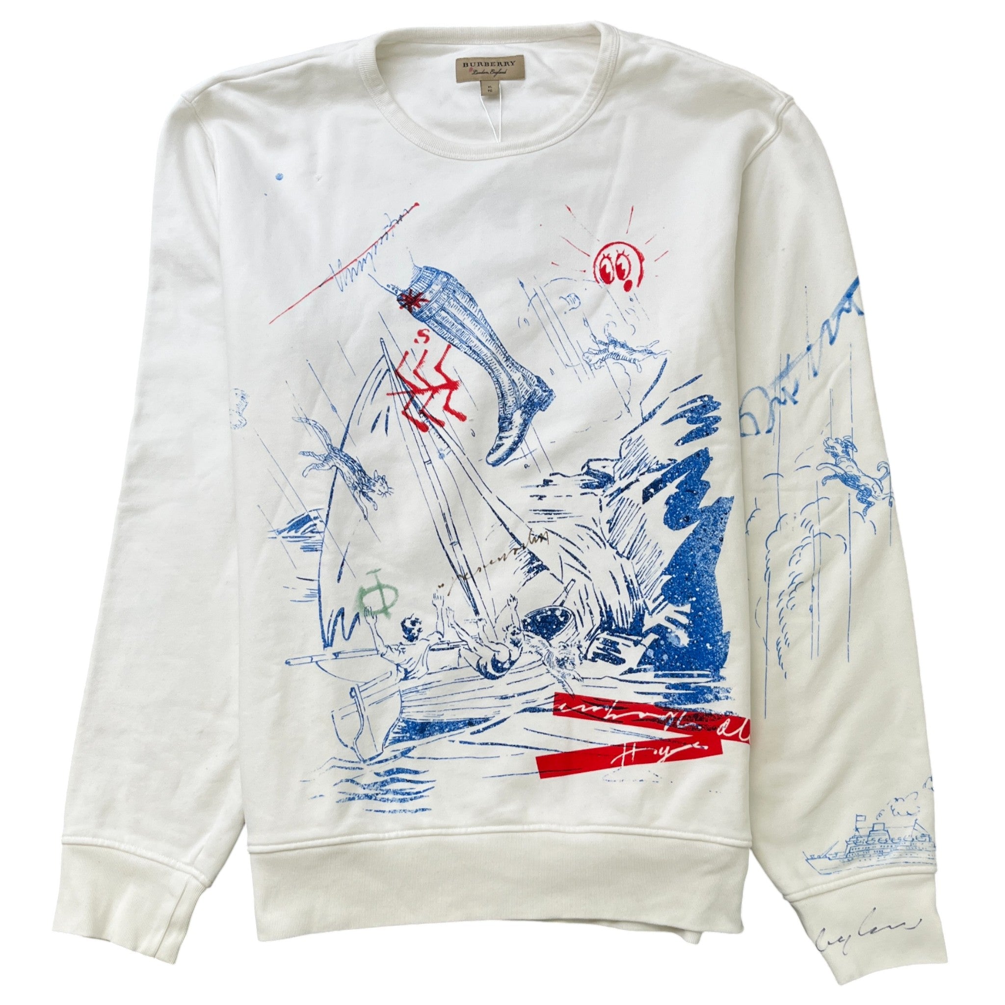 Men's England Adventure Print Jumper White Size XL