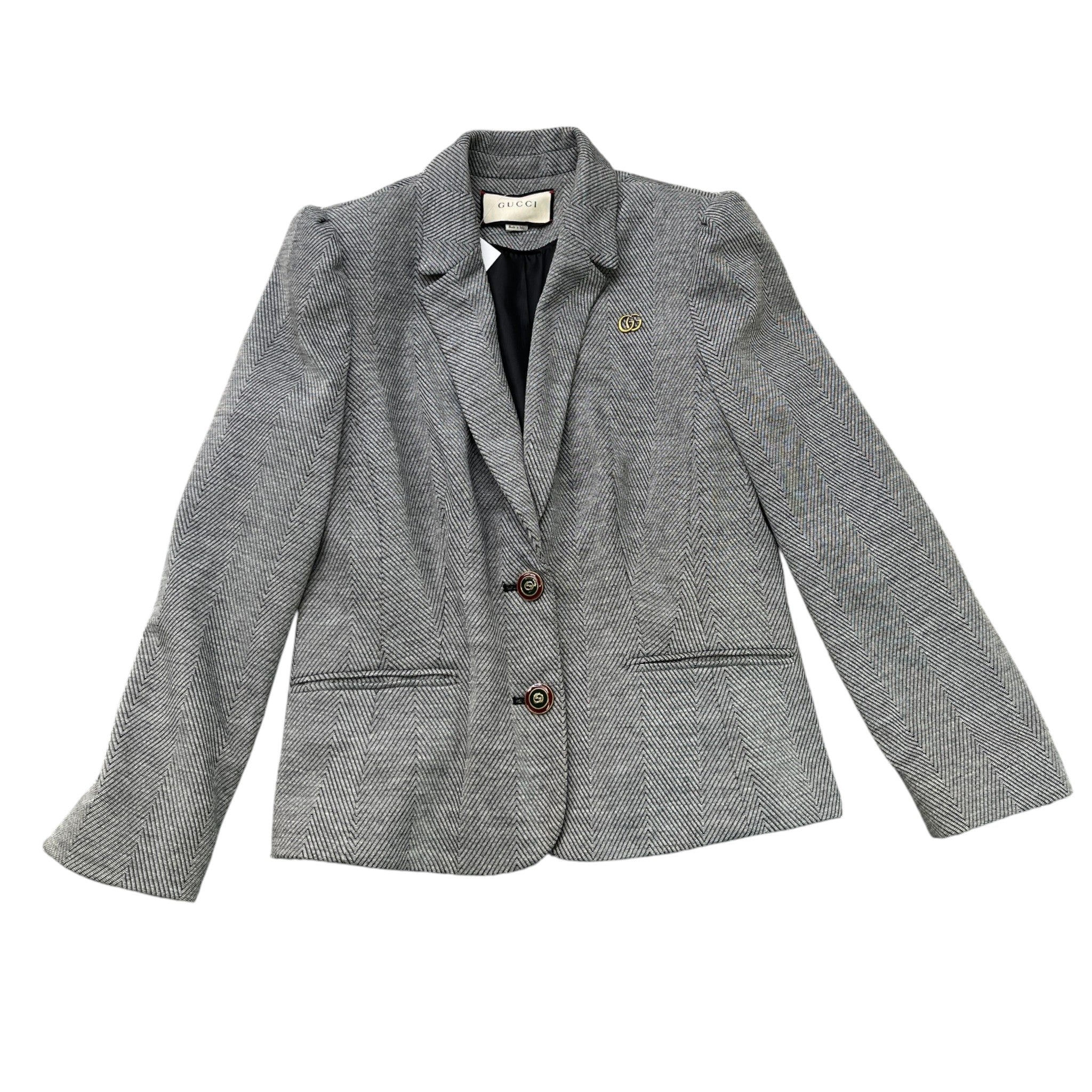 Women's Herringbone Blazer Jacket Grey Size 2 / UK 12