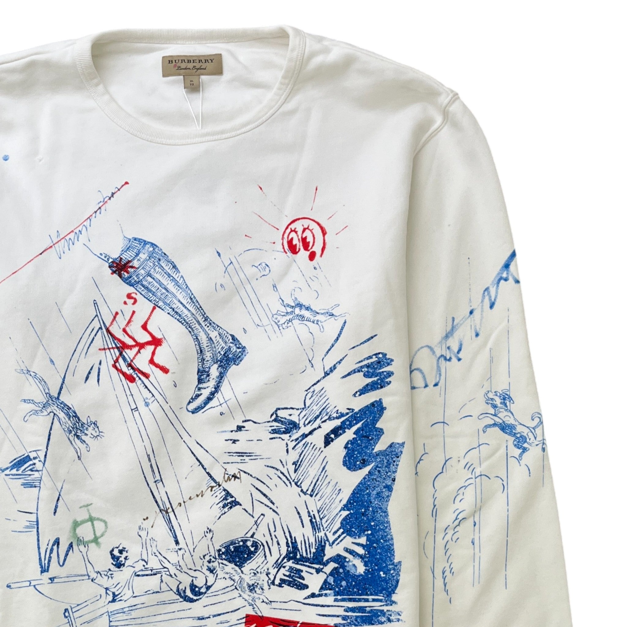 Men's England Adventure Print Jumper White Size XL