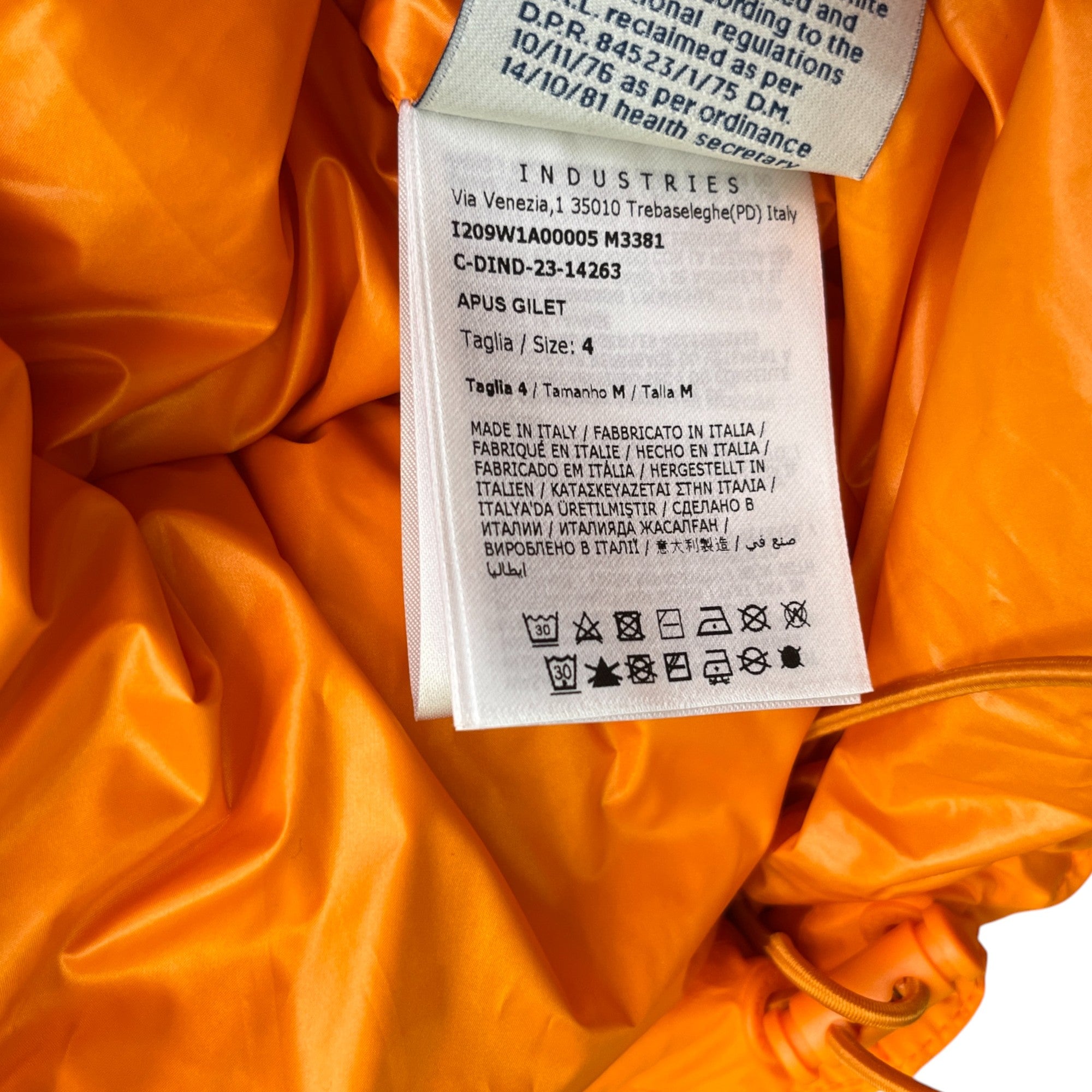 Men's Apus Gilet Orange Size 4 / XL