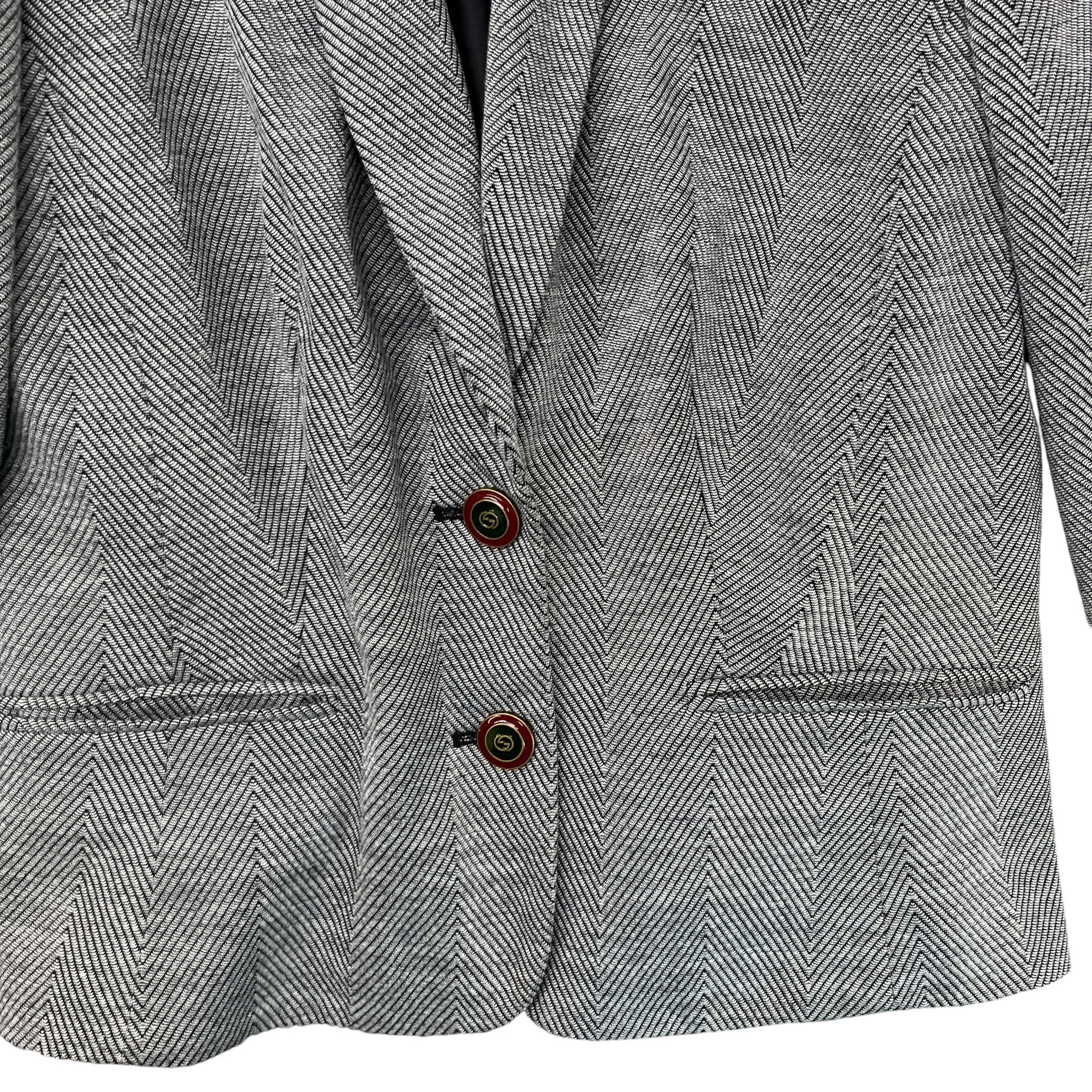 Women's Herringbone Blazer Jacket Grey Size 2 / UK 12