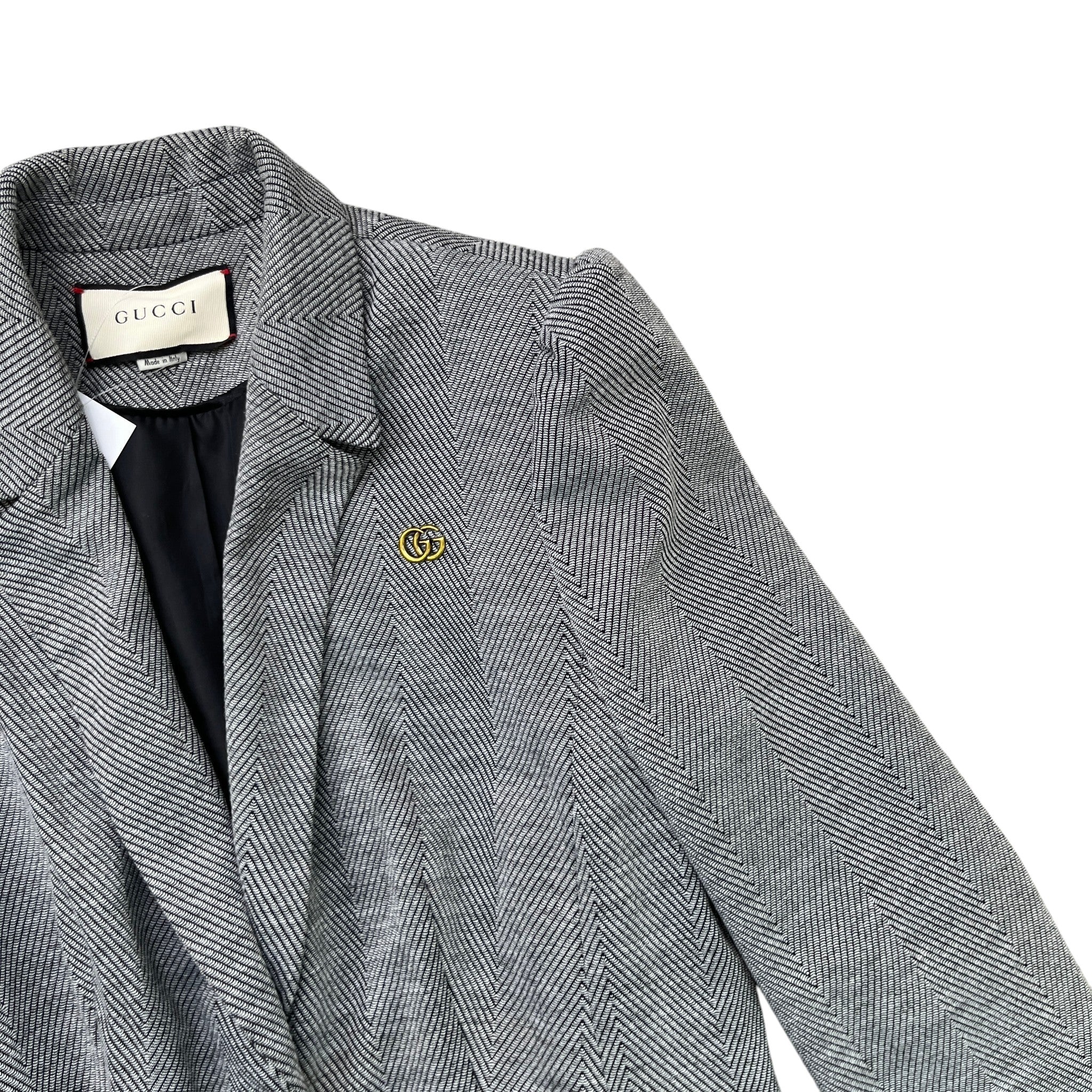 Women's Herringbone Blazer Jacket Grey Size 2 / UK 12