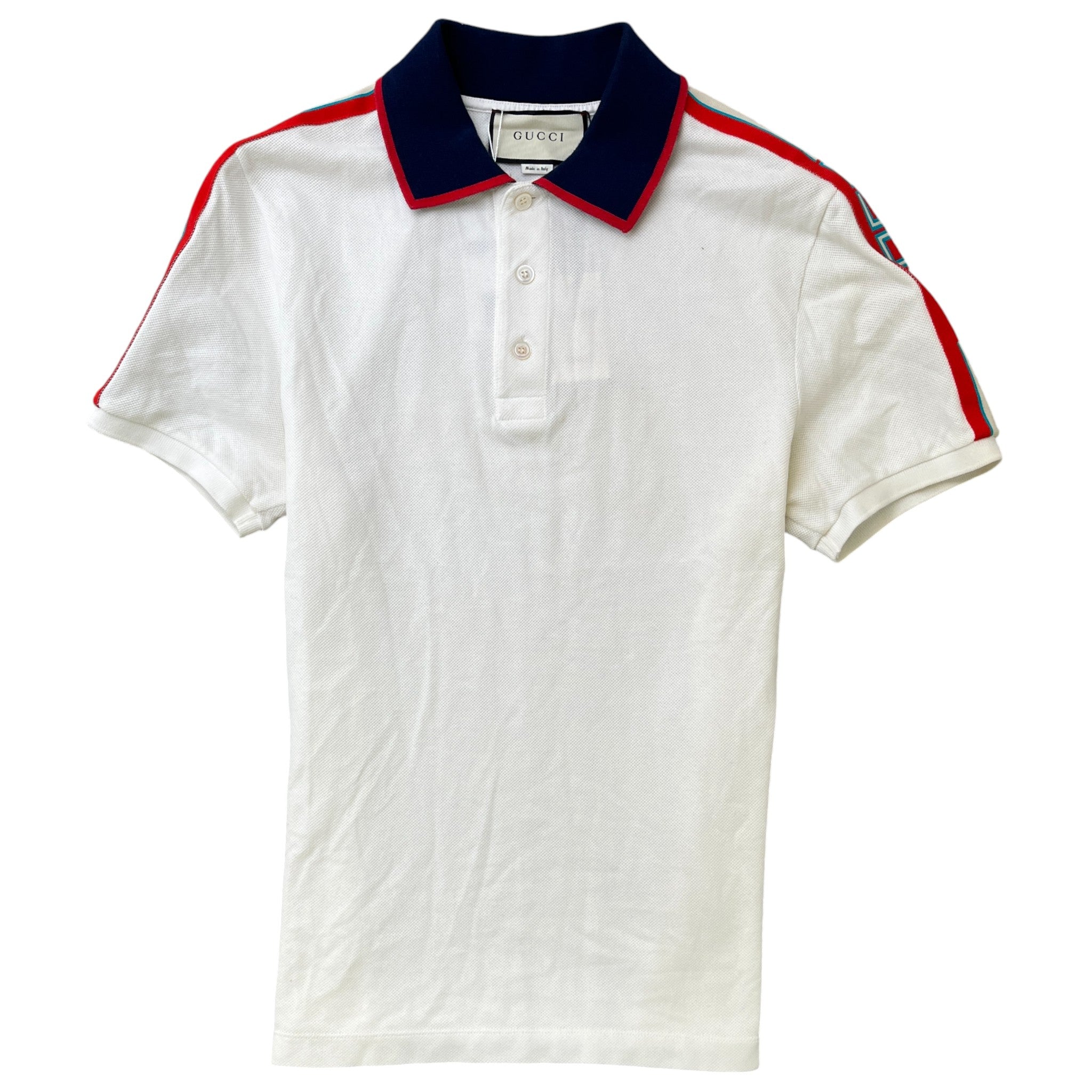 Men's Tape Logo Polo Shirt White Size M